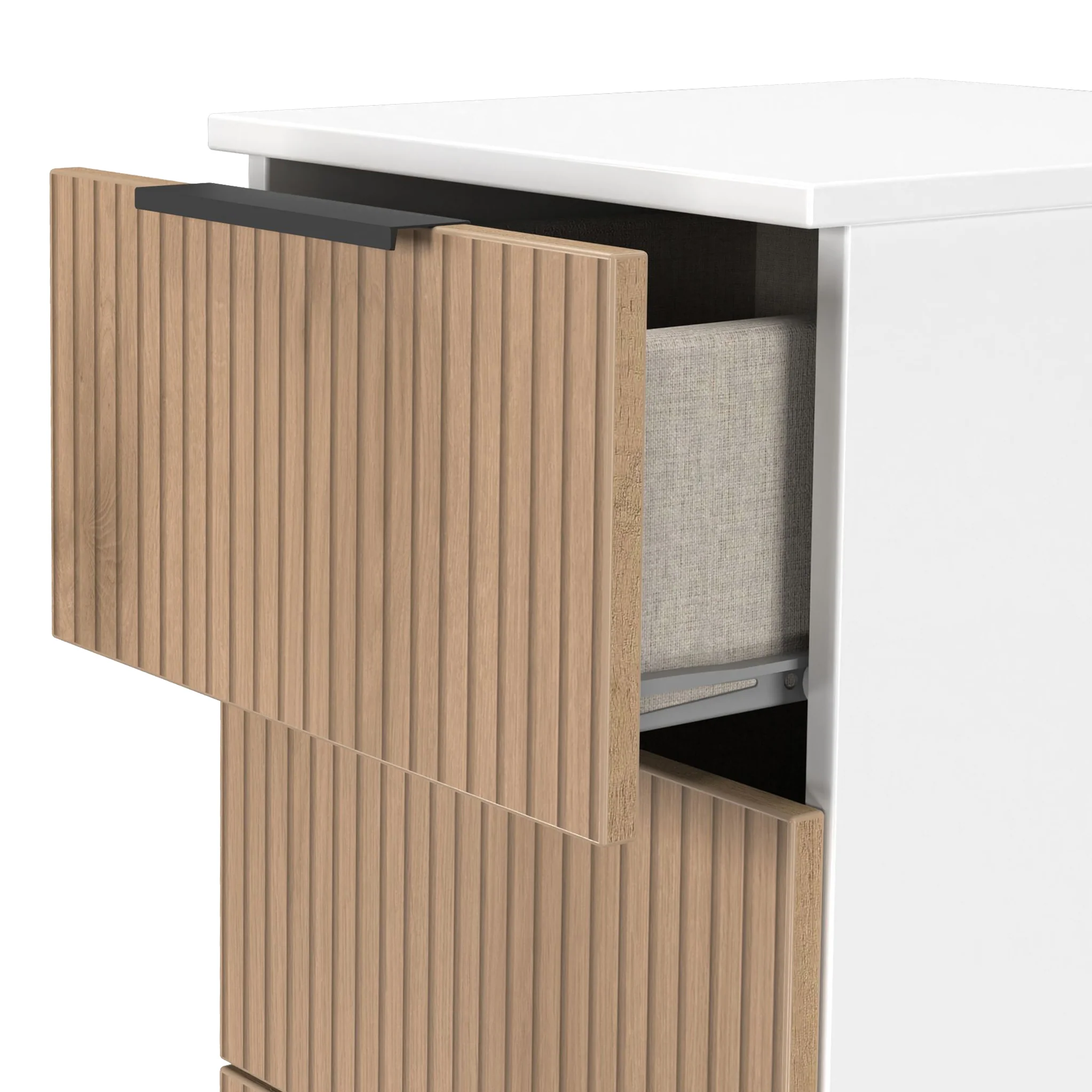 Jago Slatted Effect 4 Drawer Bedside Table - Image 15