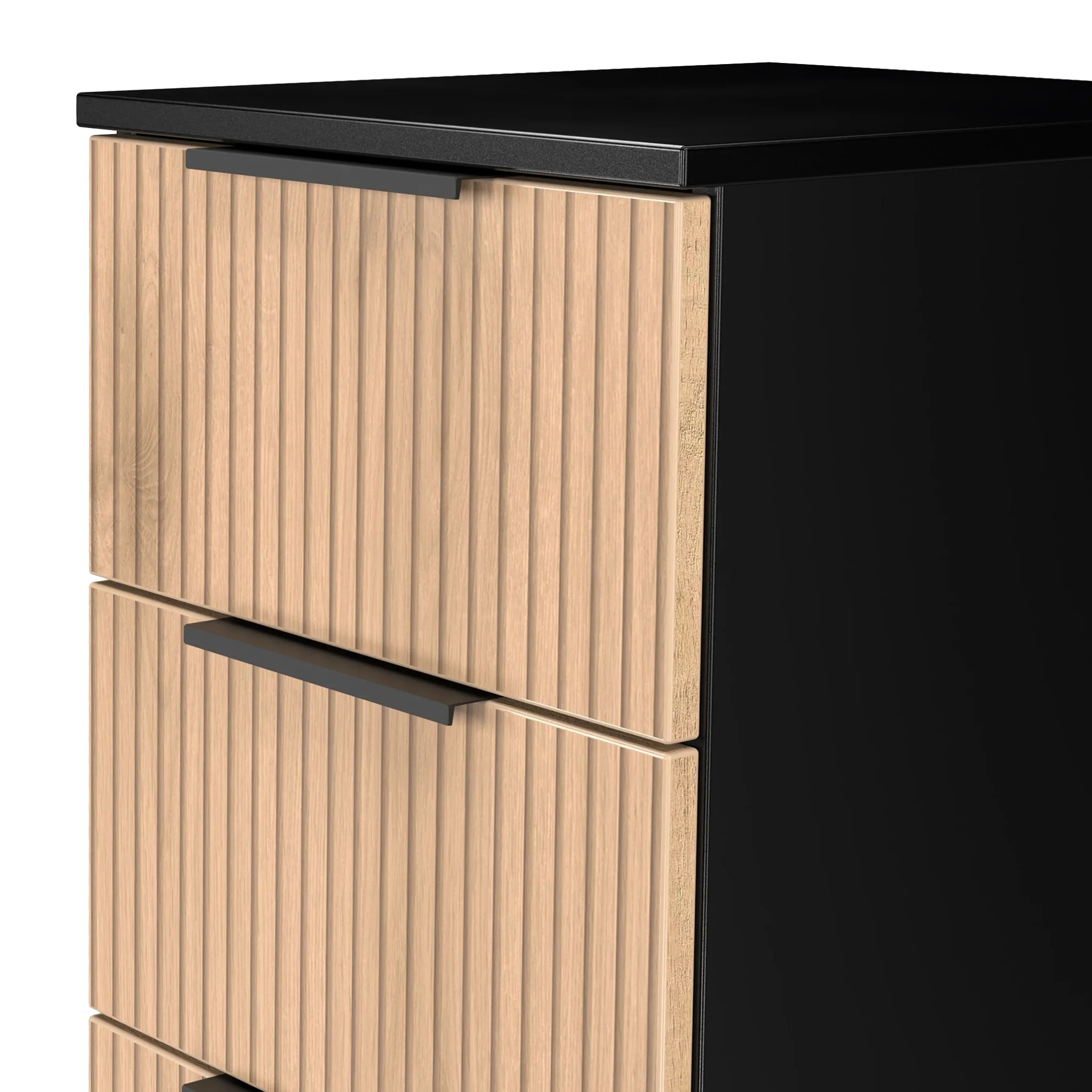 Jago Slatted Effect 4 Drawer Bedside Table - Image 4