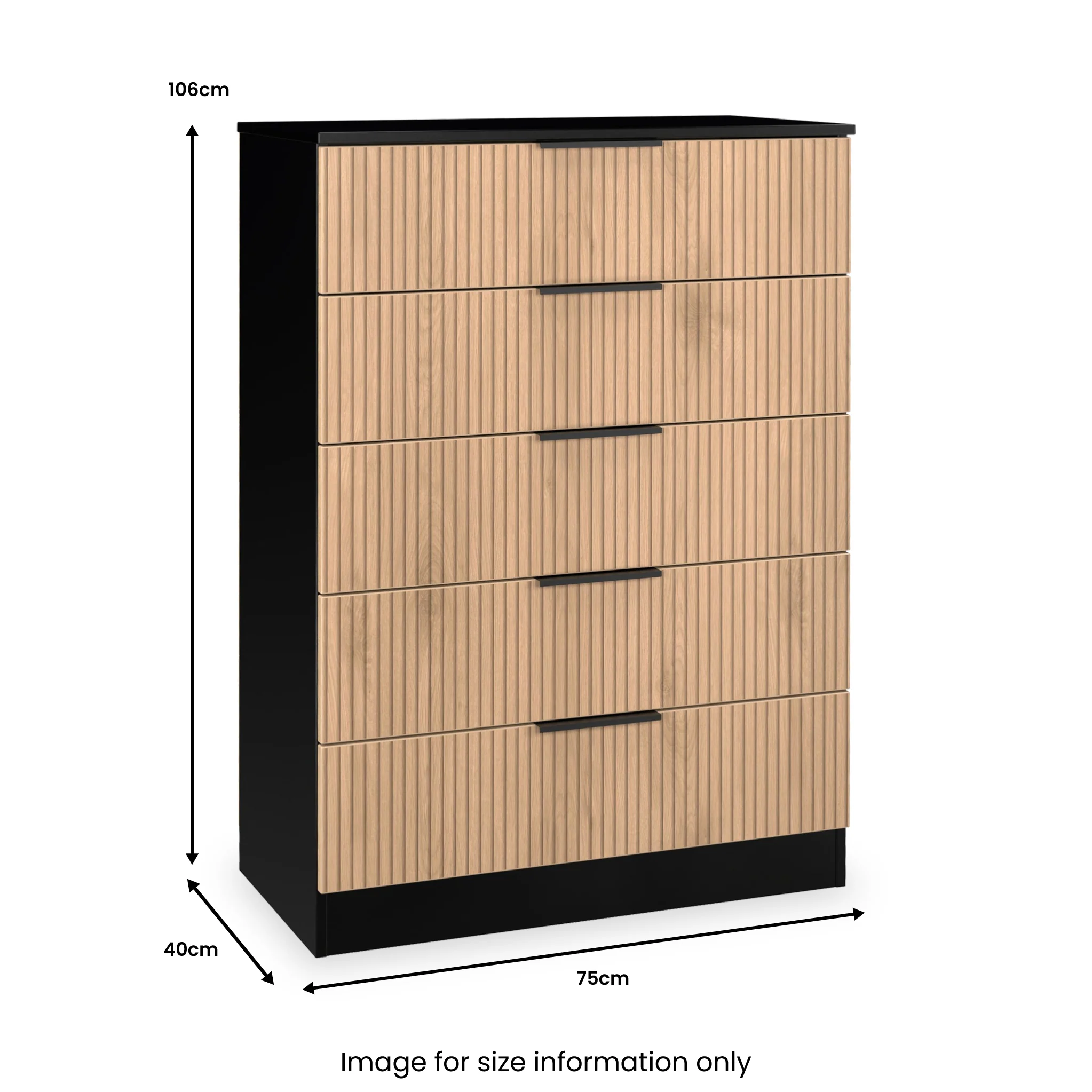 Jago Slatted Effect 5 Drawer Chest - Image 16