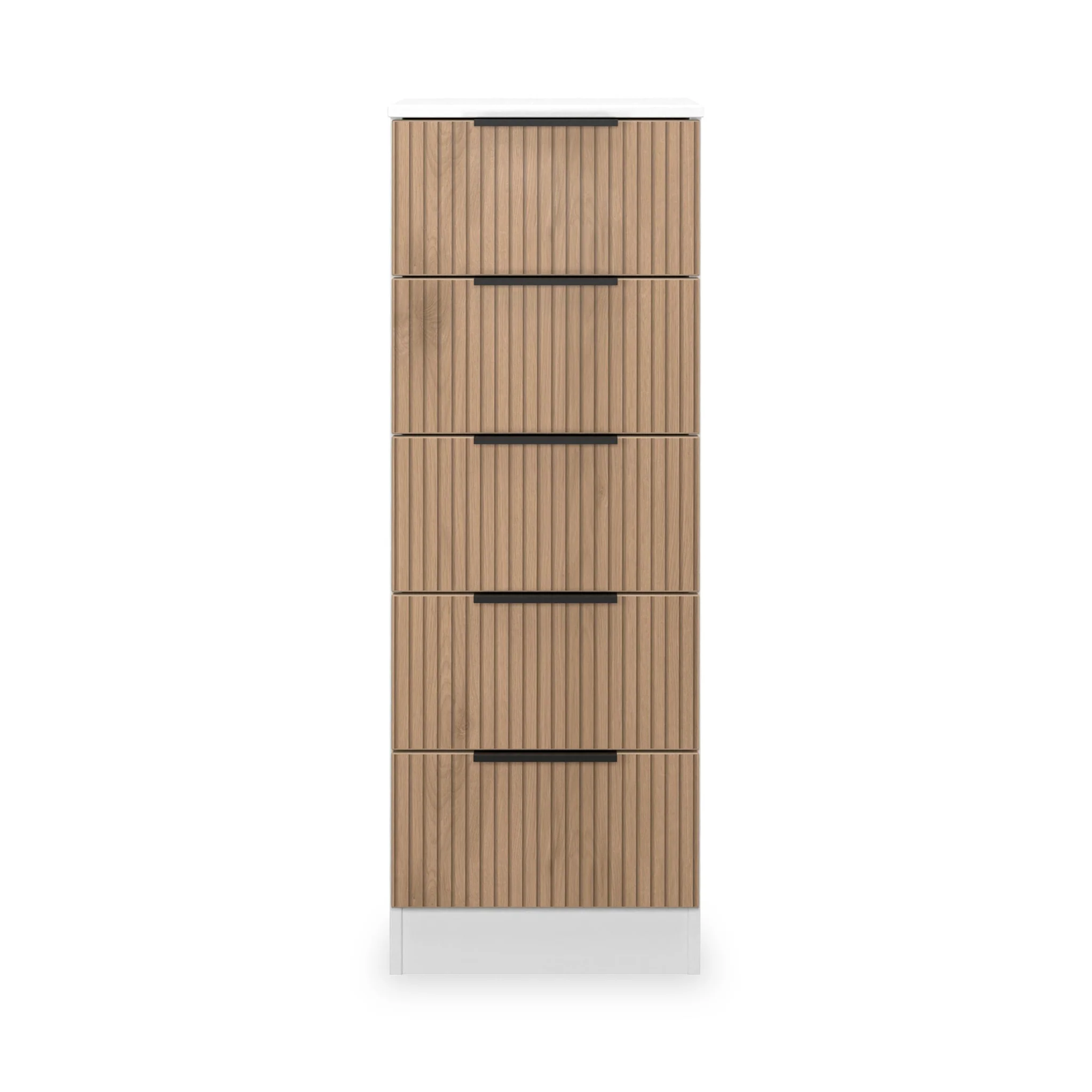 Jago Slatted Effect 5 Drawer Slim Tallboy - Image 12