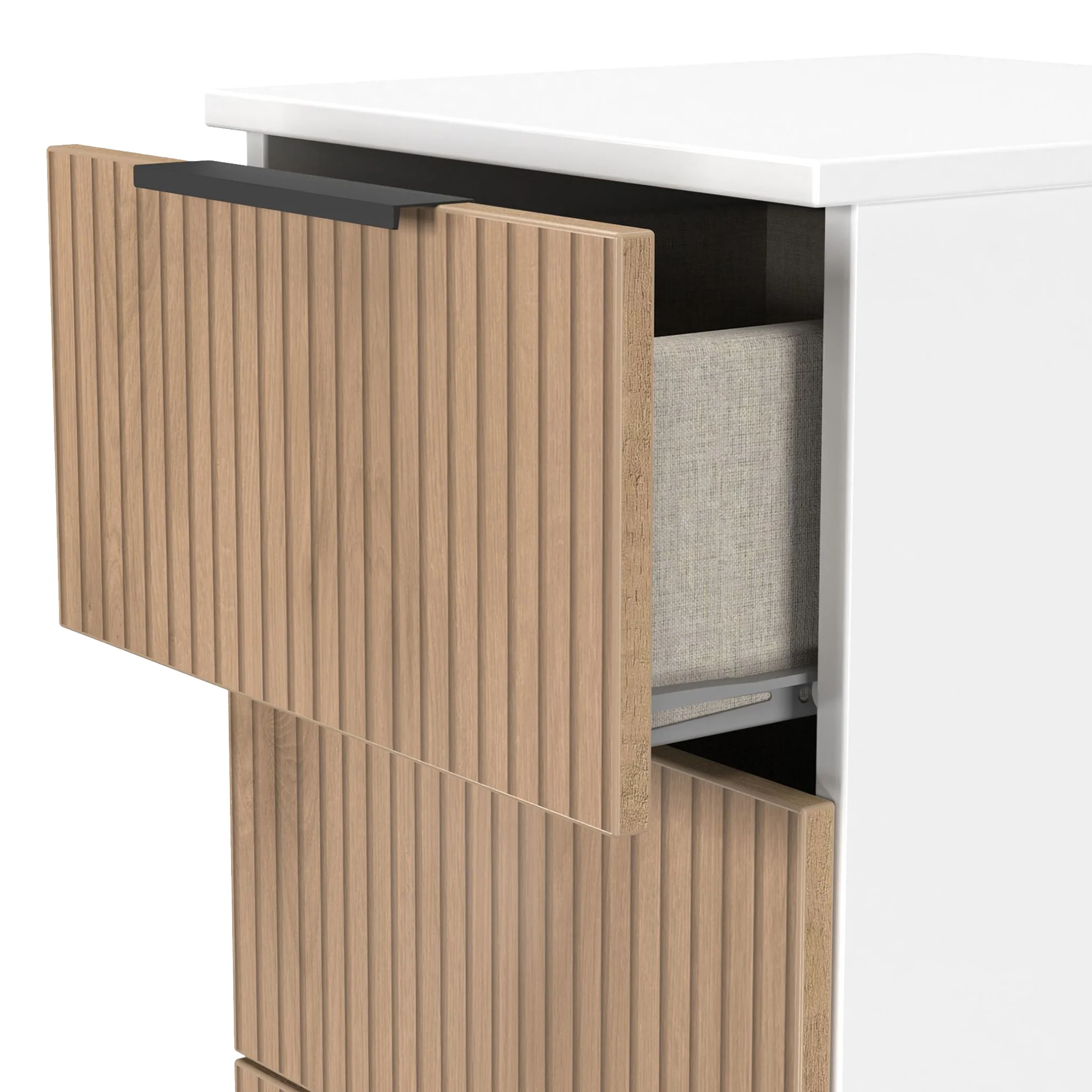 Jago Slatted Effect 5 Drawer Slim Tallboy - Image 15