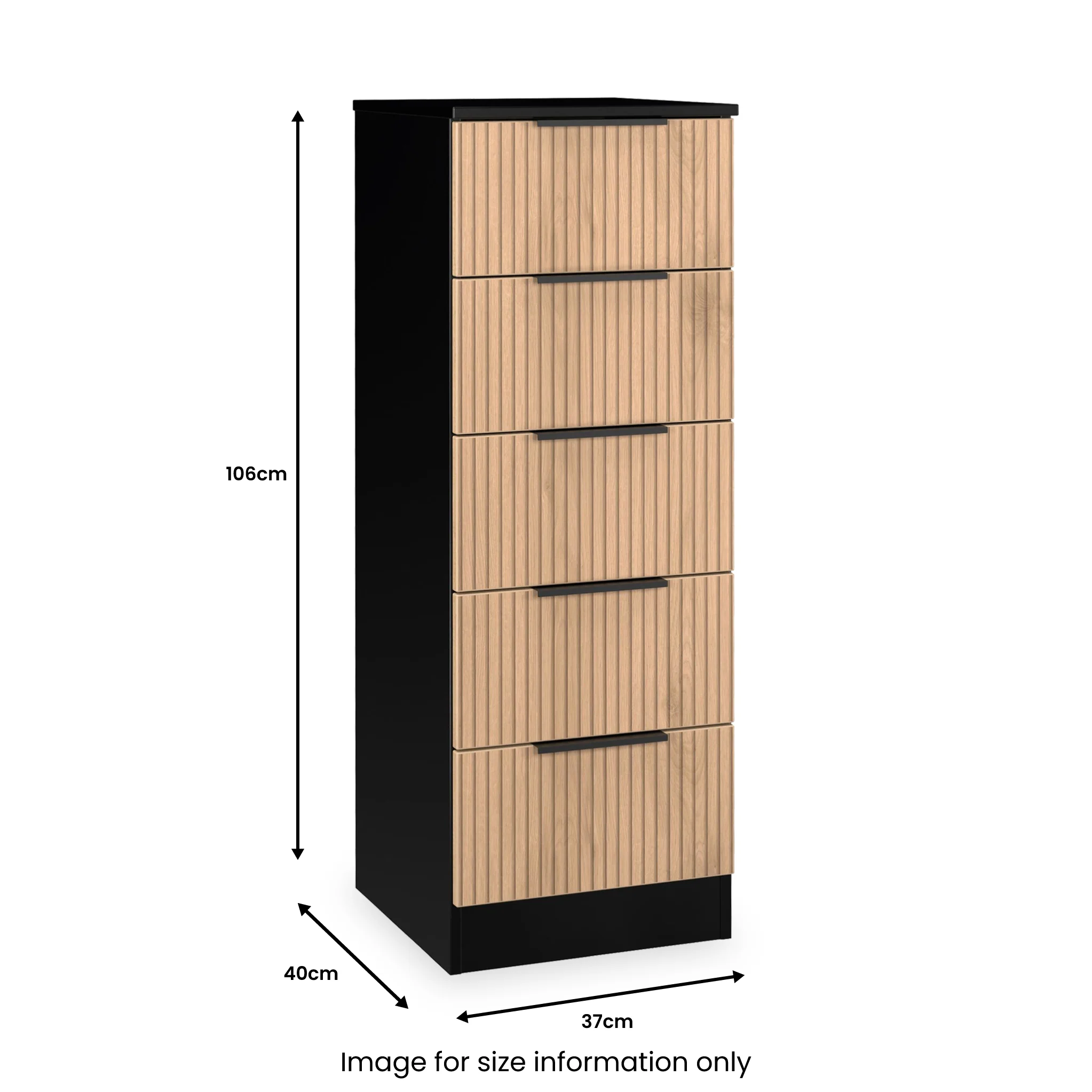 Jago Slatted Effect 5 Drawer Slim Tallboy - Image 16