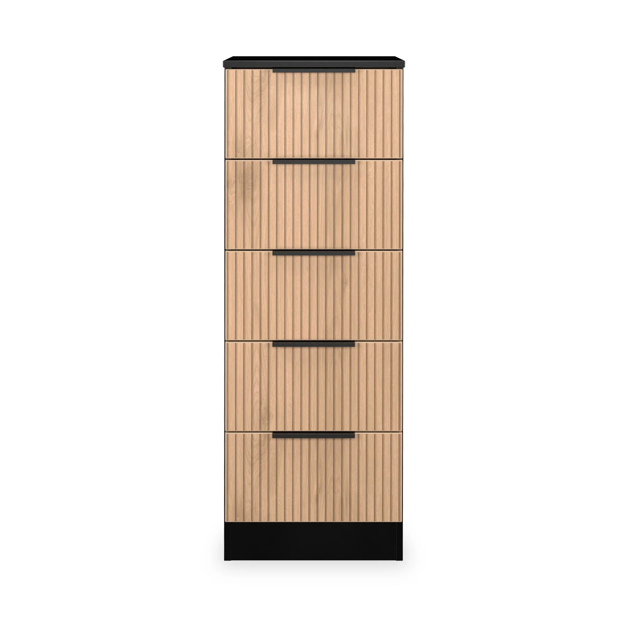 Jago Slatted Effect 5 Drawer Slim Tallboy - Image 2