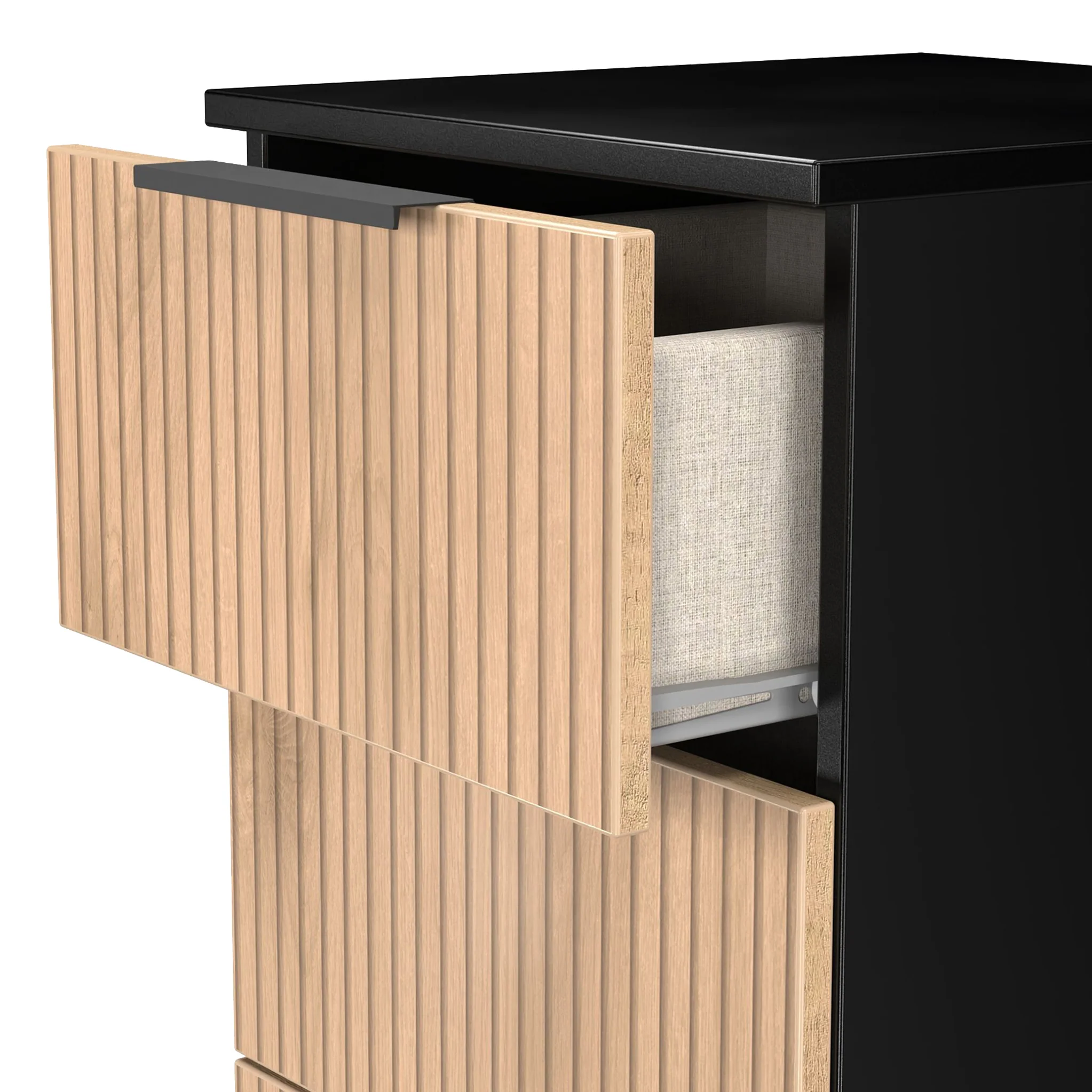 Jago Slatted Effect 5 Drawer Slim Tallboy - Image 5