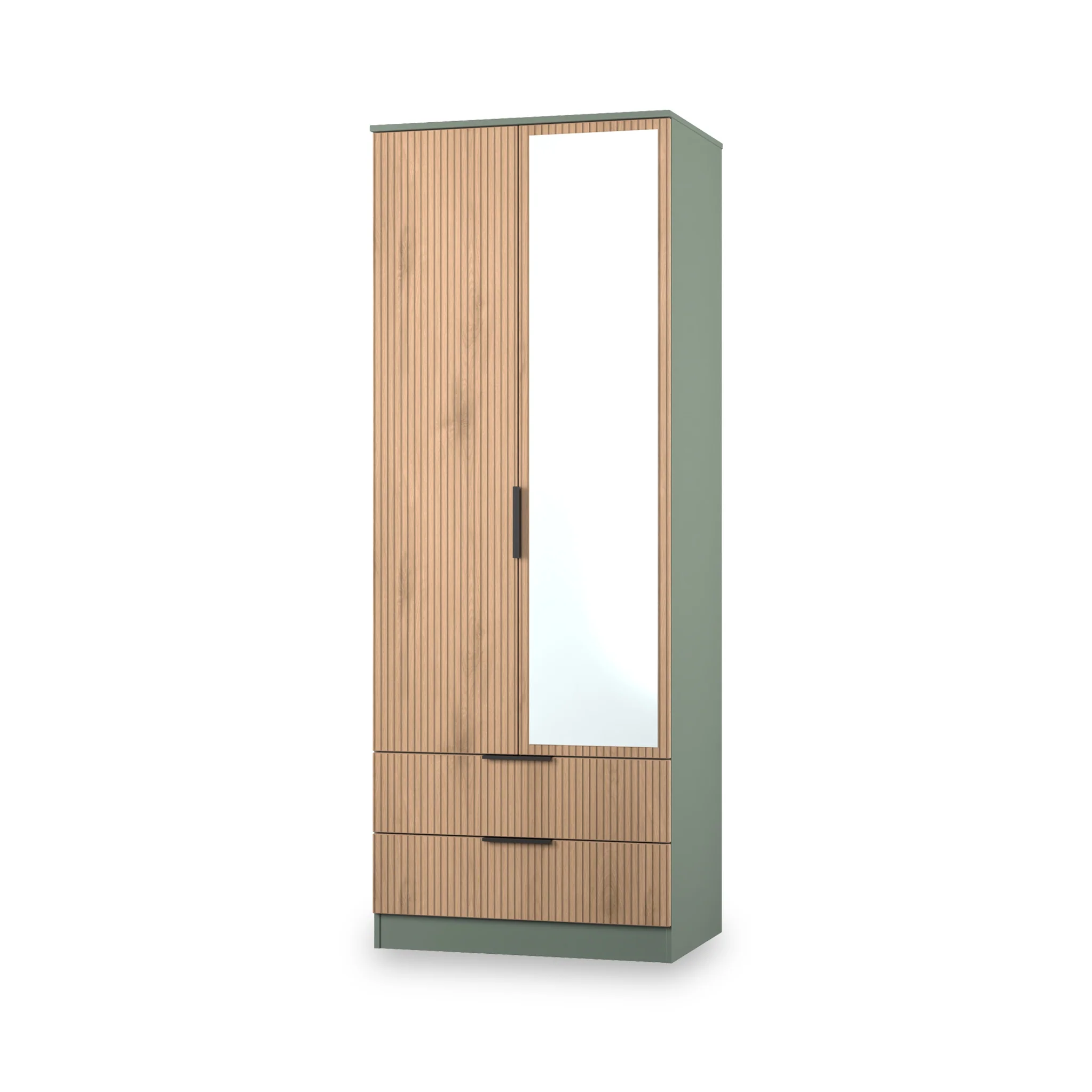 Jago Slatted Effect Tall 2 Door 2 Drawer Mirrored Wardrobe - Image 11
