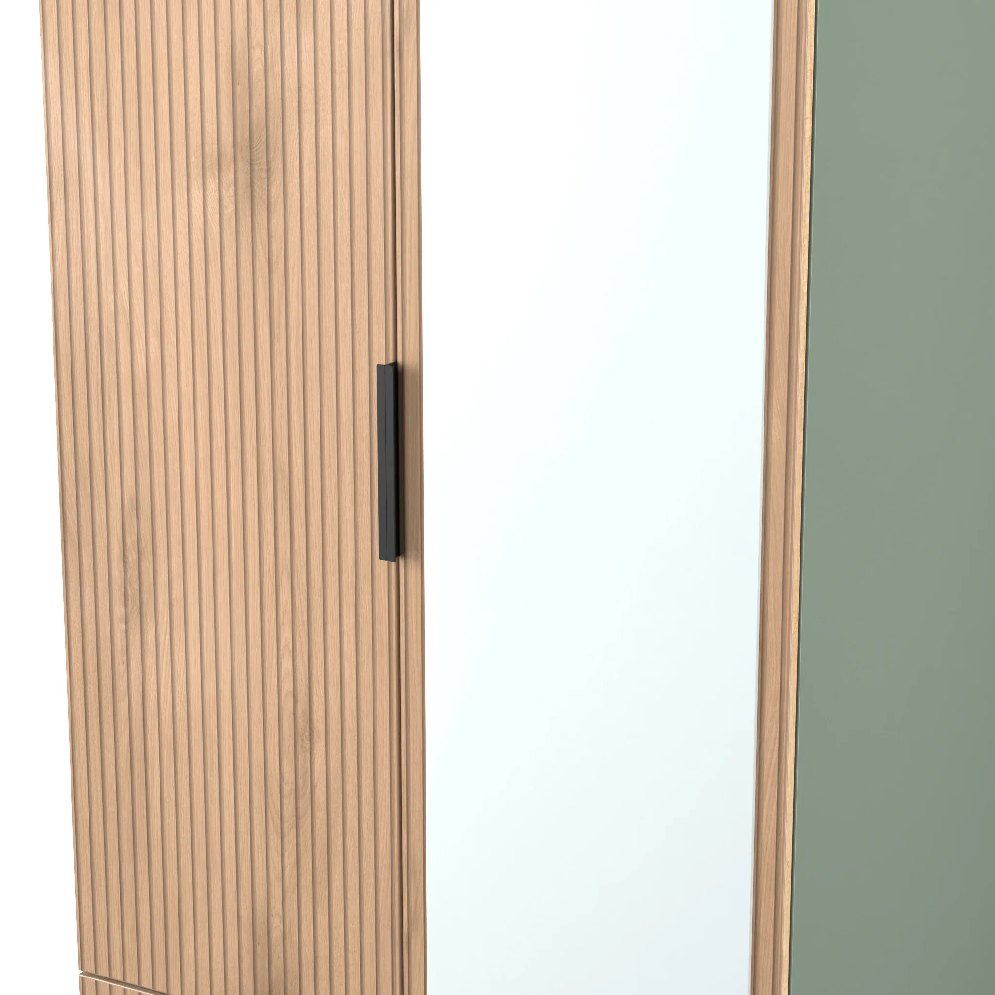 Jago Slatted Effect Tall 2 Door 2 Drawer Mirrored Wardrobe - Image 14