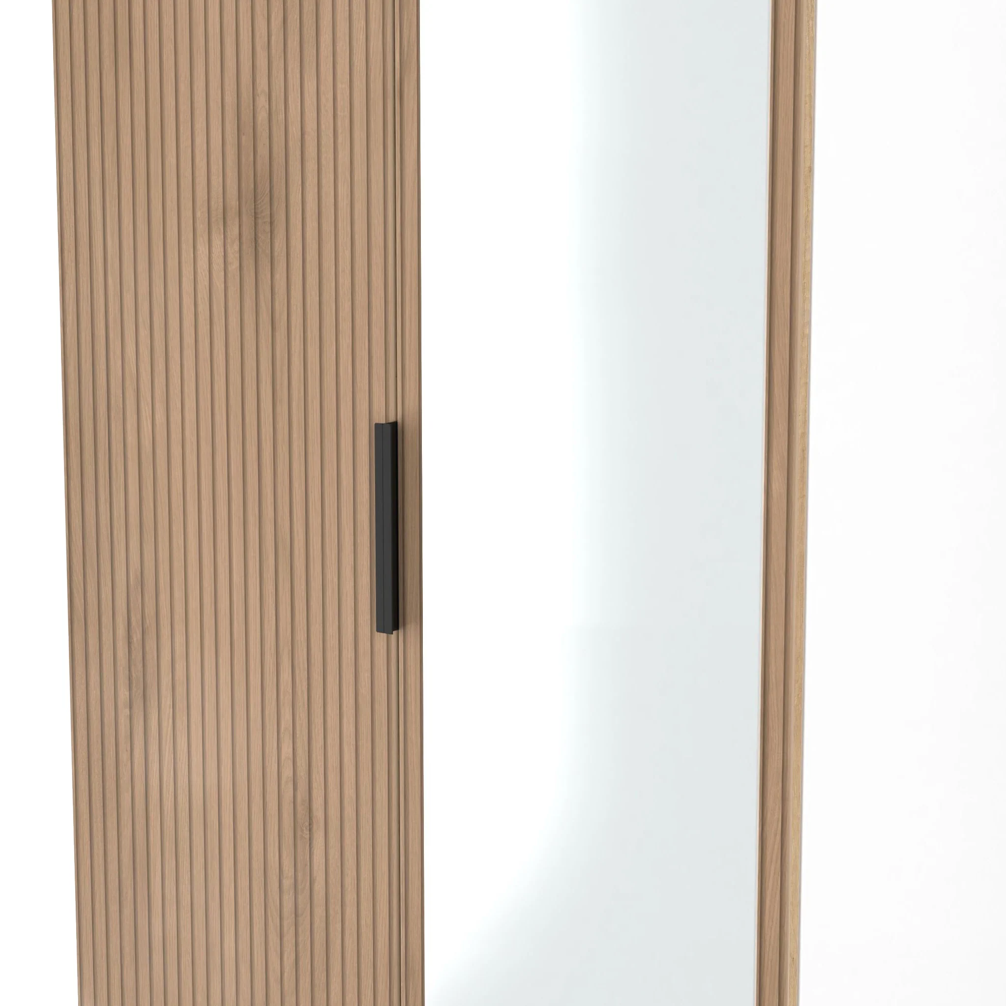 Jago Slatted Effect Tall 2 Door 2 Drawer Mirrored Wardrobe - Image 20