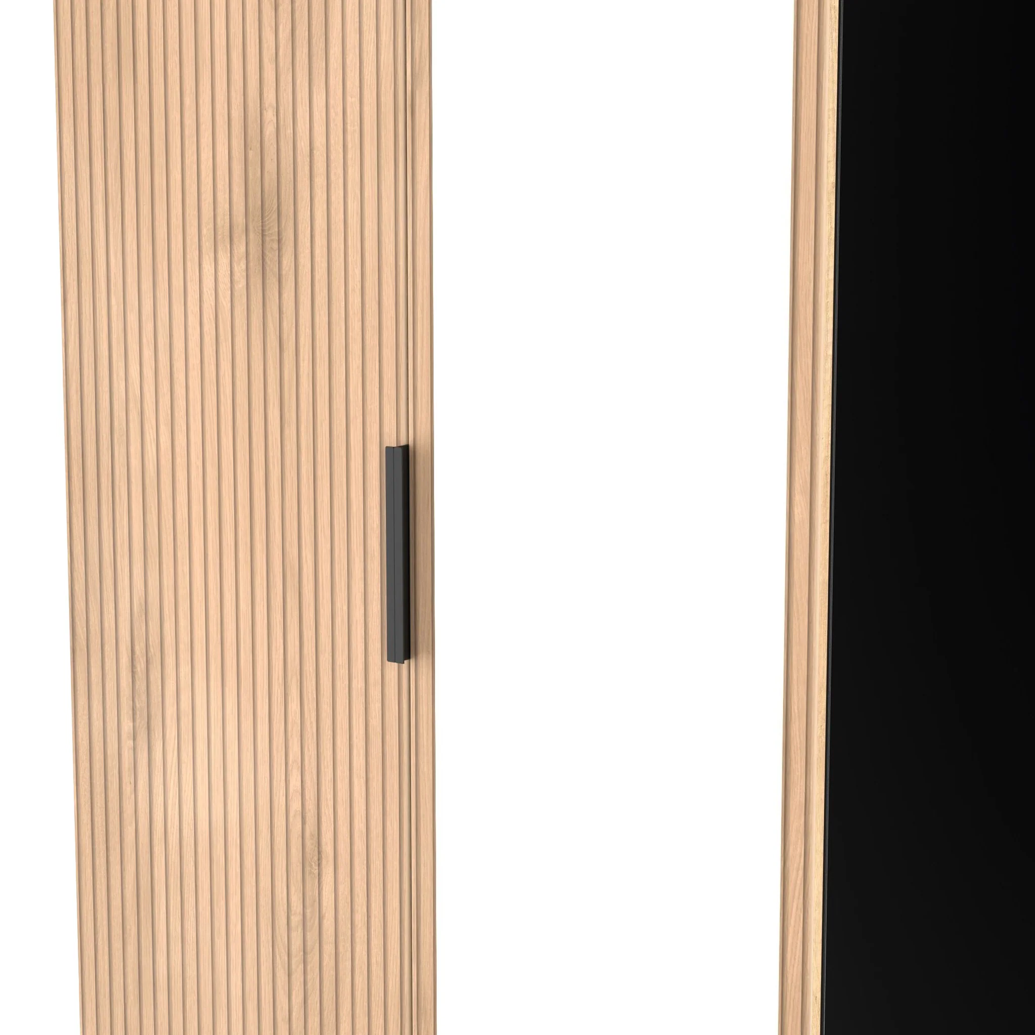 Jago Slatted Effect Tall 2 Door 2 Drawer Mirrored Wardrobe - Image 7