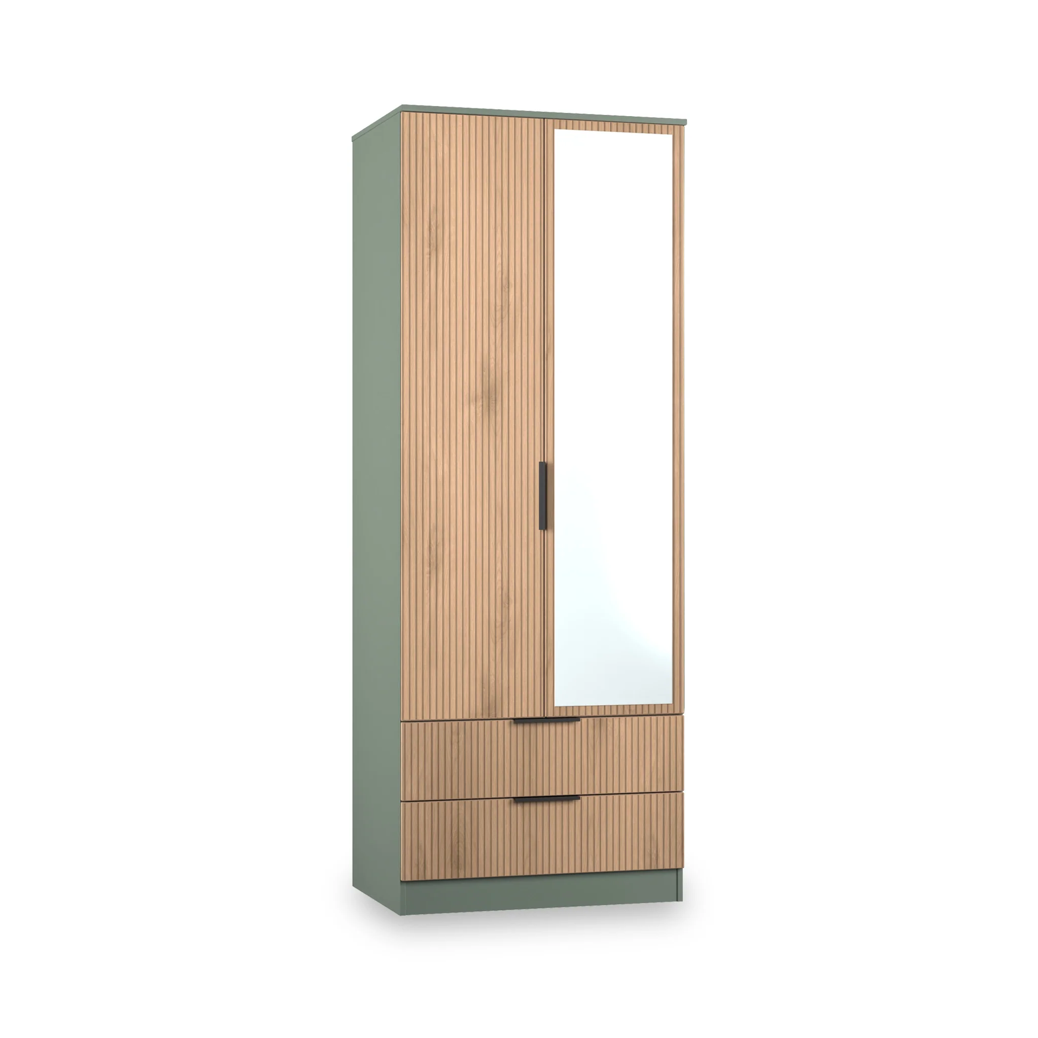 Jago Slatted Effect Tall 2 Door 2 Drawer Mirrored Wardrobe - Image 8