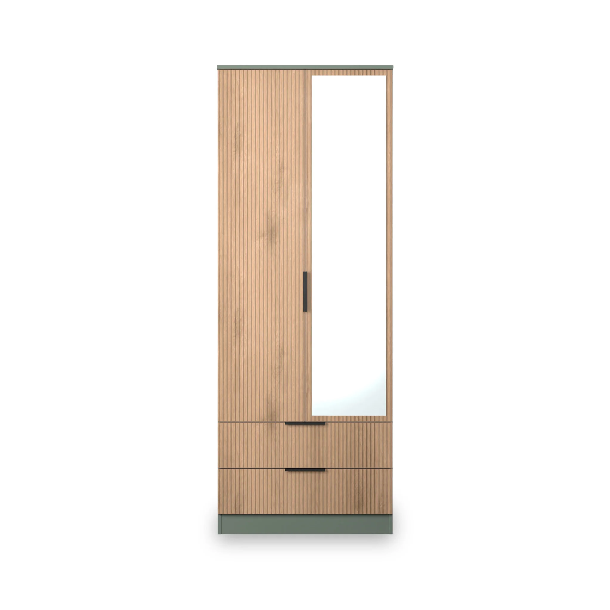 Jago Slatted Effect Tall 2 Door 2 Drawer Mirrored Wardrobe - Image 9
