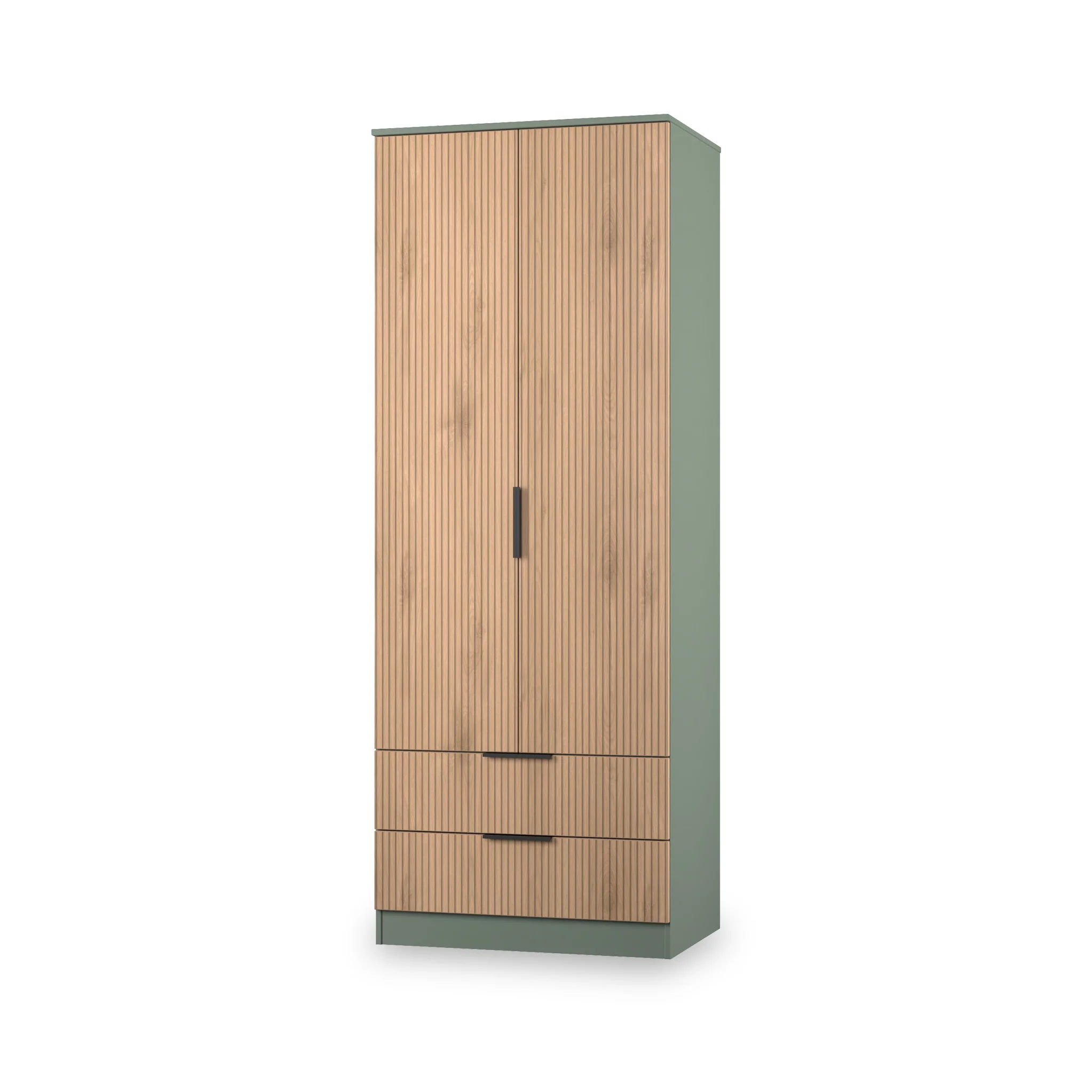 Jago Slatted Effect Tall 2 Door 2 Drawer Wardrobe - Image 11