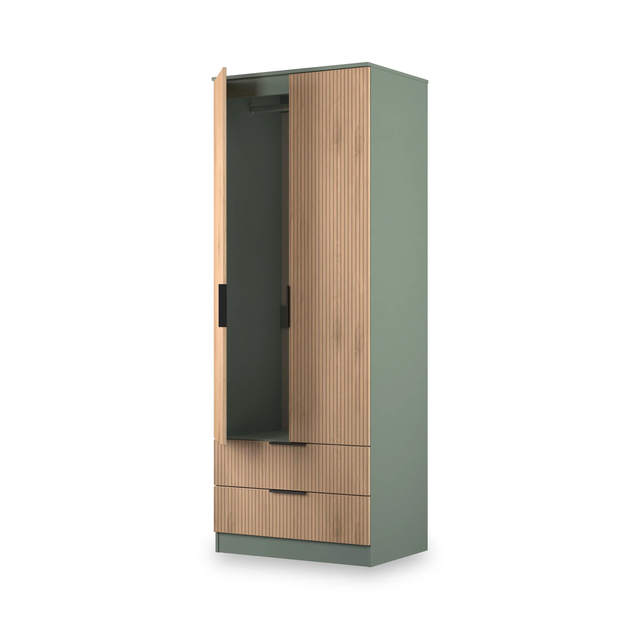 Jago Slatted Effect Tall 2 Door 2 Drawer Wardrobe - Image 12