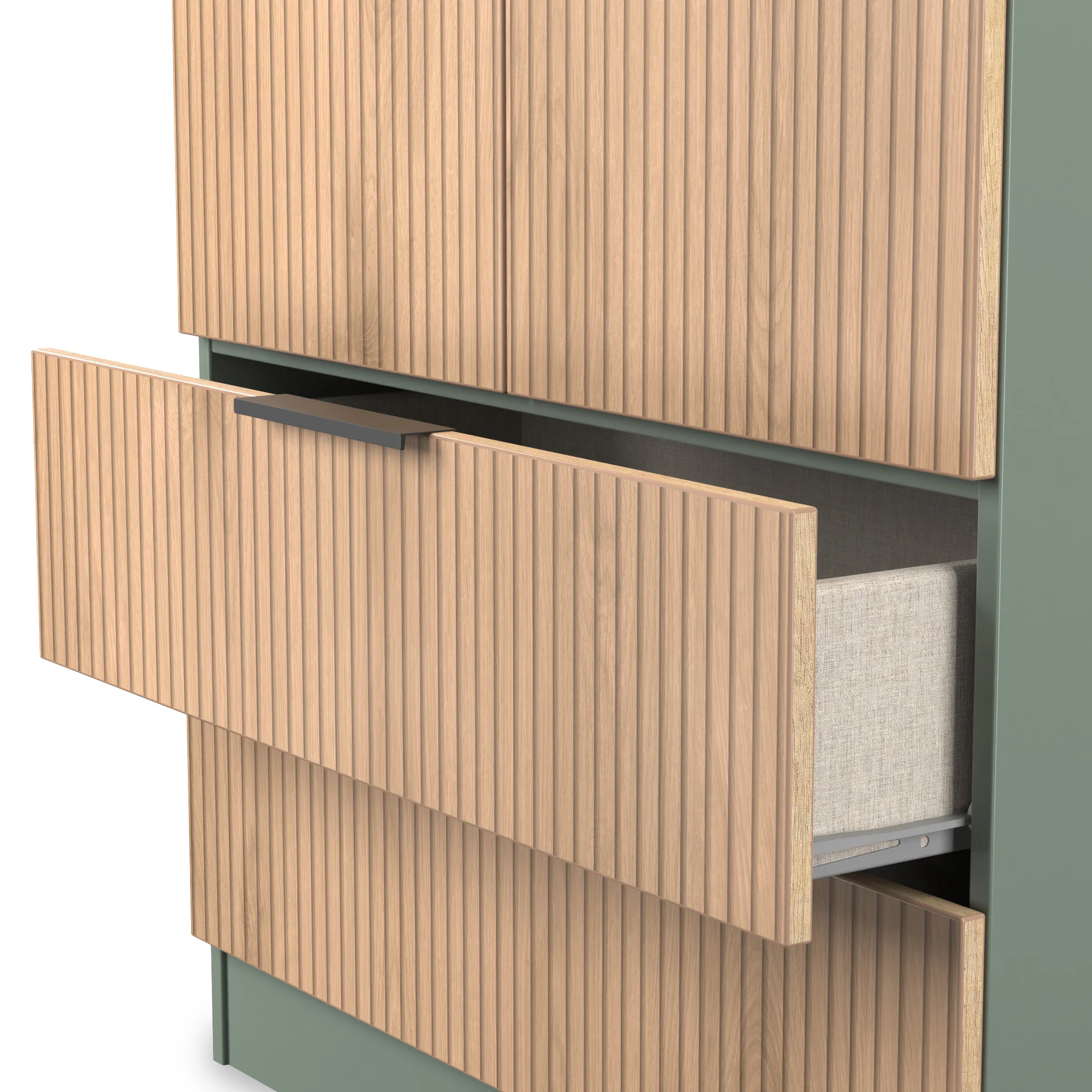 Jago Slatted Effect Tall 2 Door 2 Drawer Wardrobe - Image 14