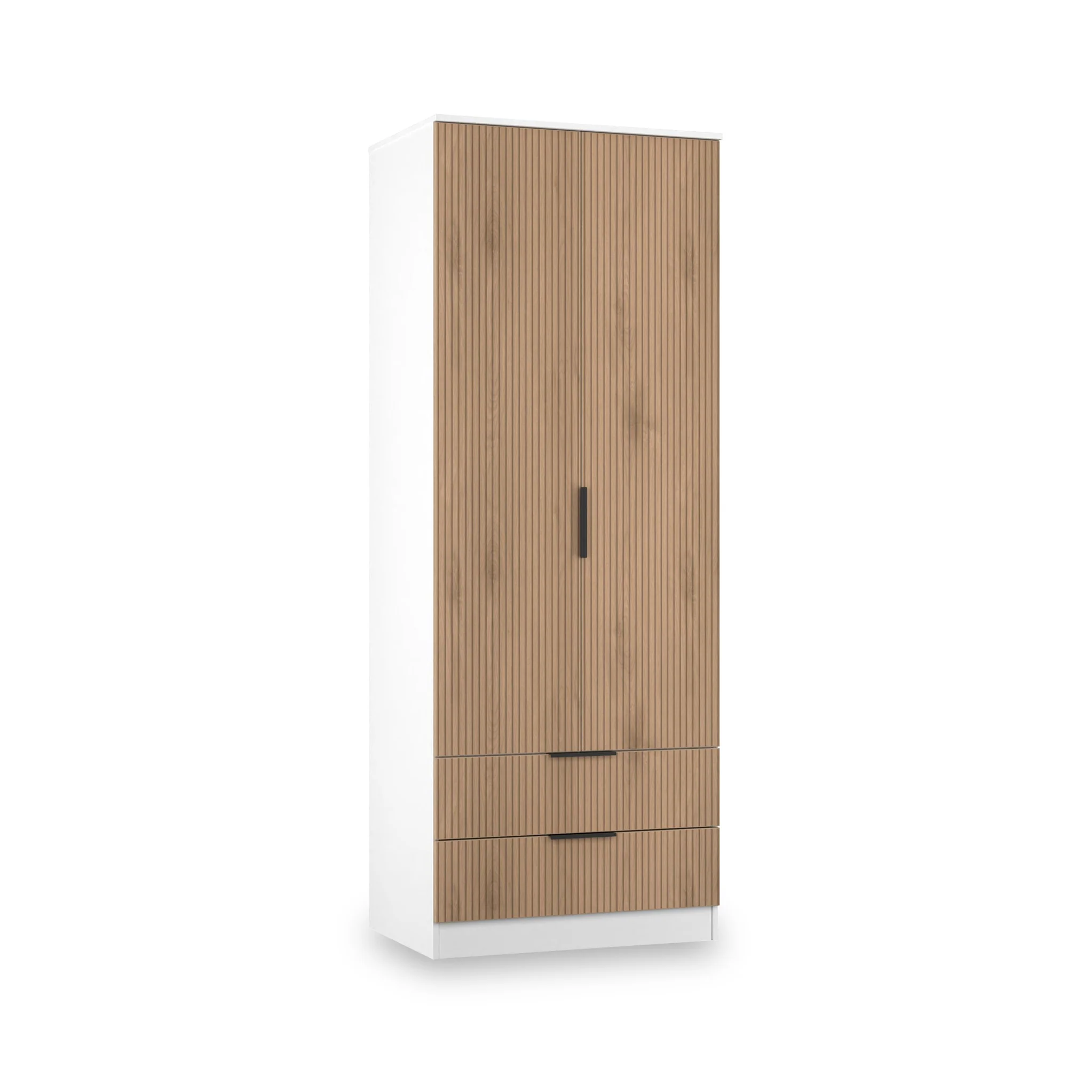 Jago Slatted Effect Tall 2 Door 2 Drawer Wardrobe - Image 15