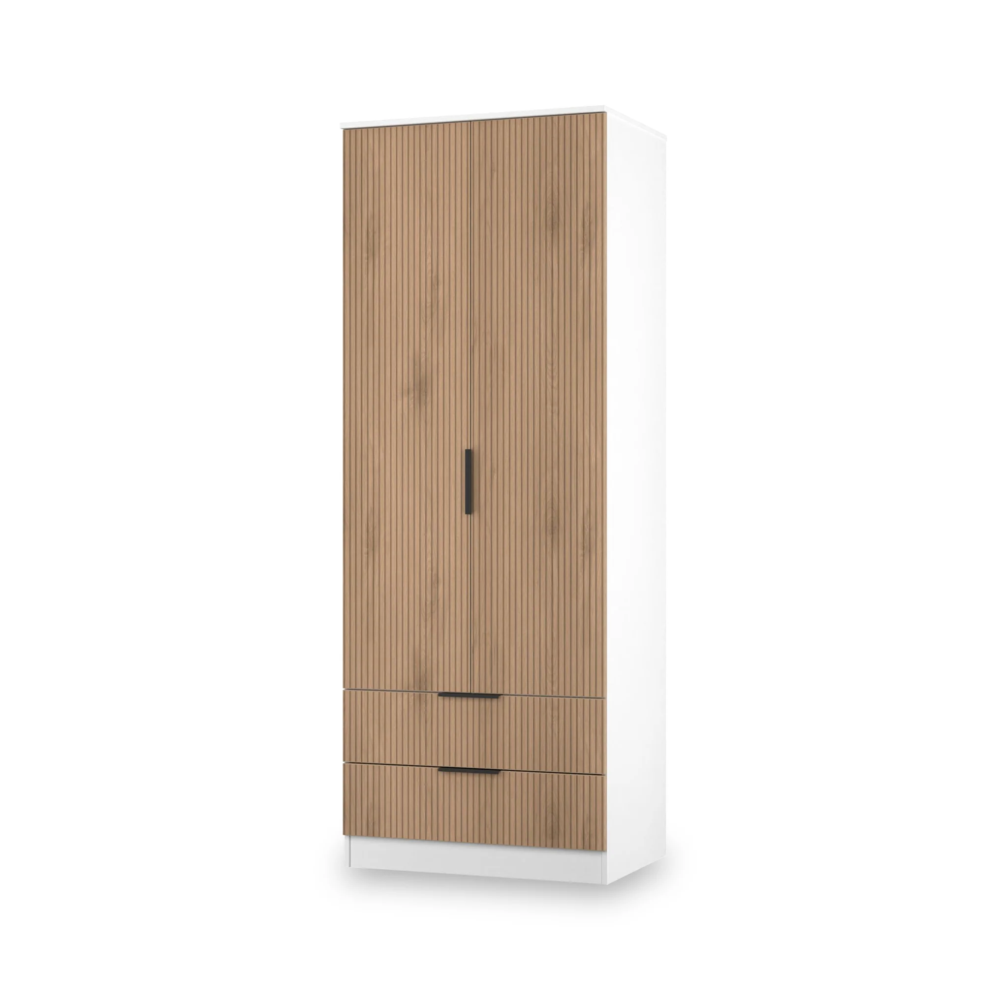 Jago Slatted Effect Tall 2 Door 2 Drawer Wardrobe - Image 18