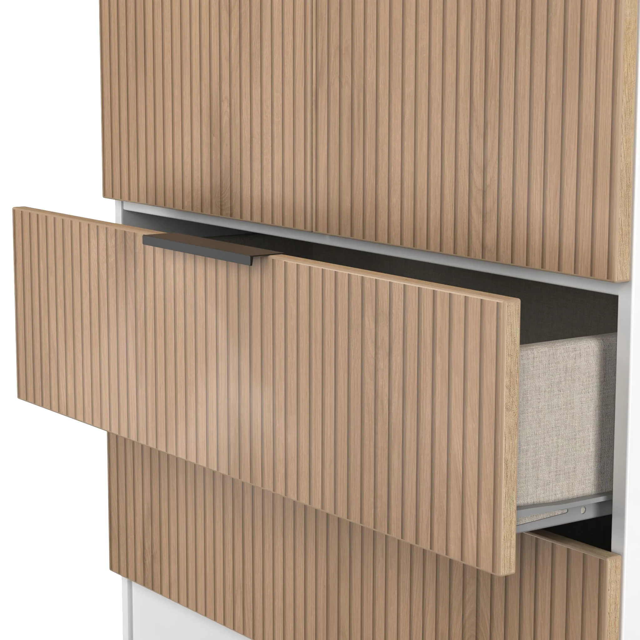 Jago Slatted Effect Tall 2 Door 2 Drawer Wardrobe - Image 20