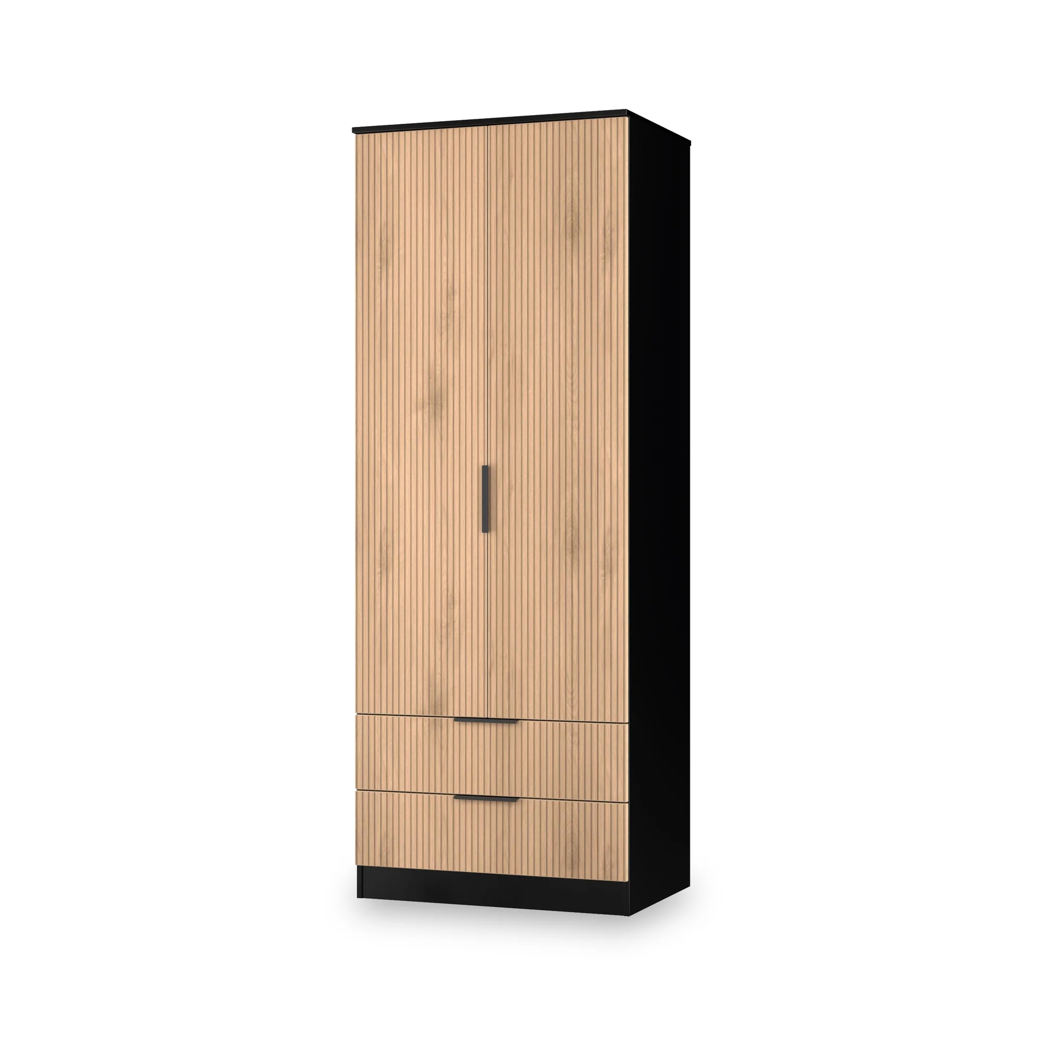 Jago Slatted Effect Tall 2 Door 2 Drawer Wardrobe - Image 4