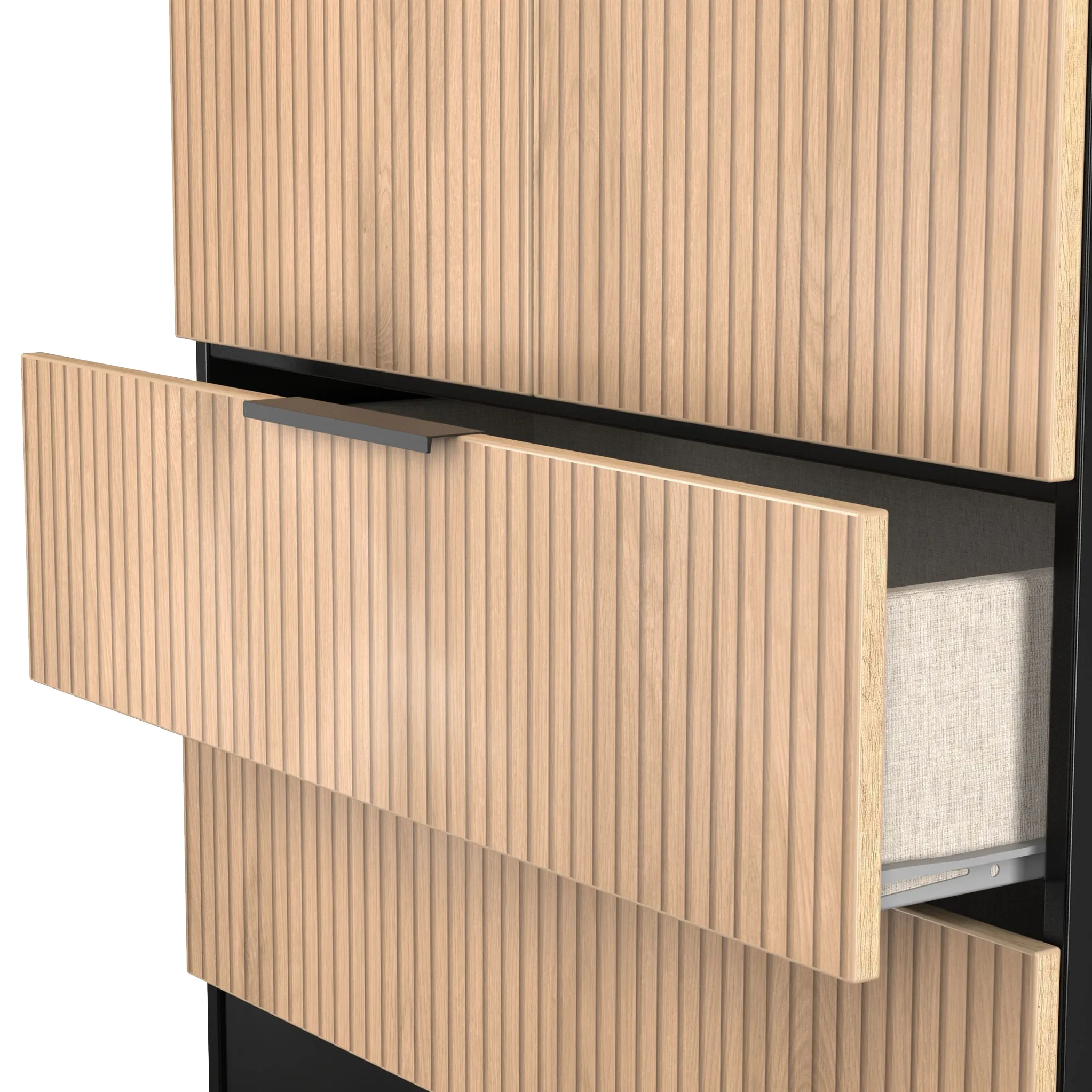 Jago Slatted Effect Tall 2 Door 2 Drawer Wardrobe - Image 7