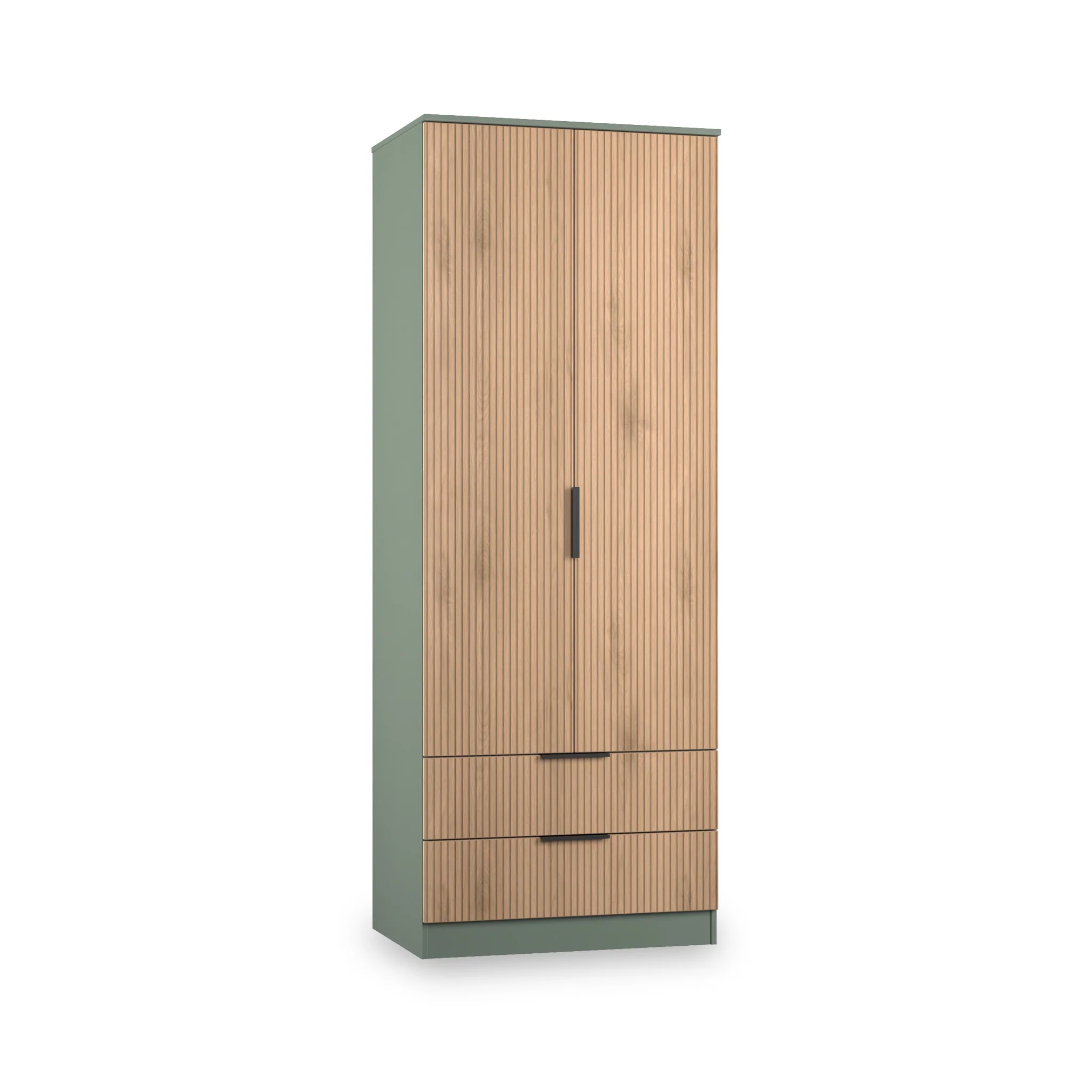 Jago Slatted Effect Tall 2 Door 2 Drawer Wardrobe - Image 8