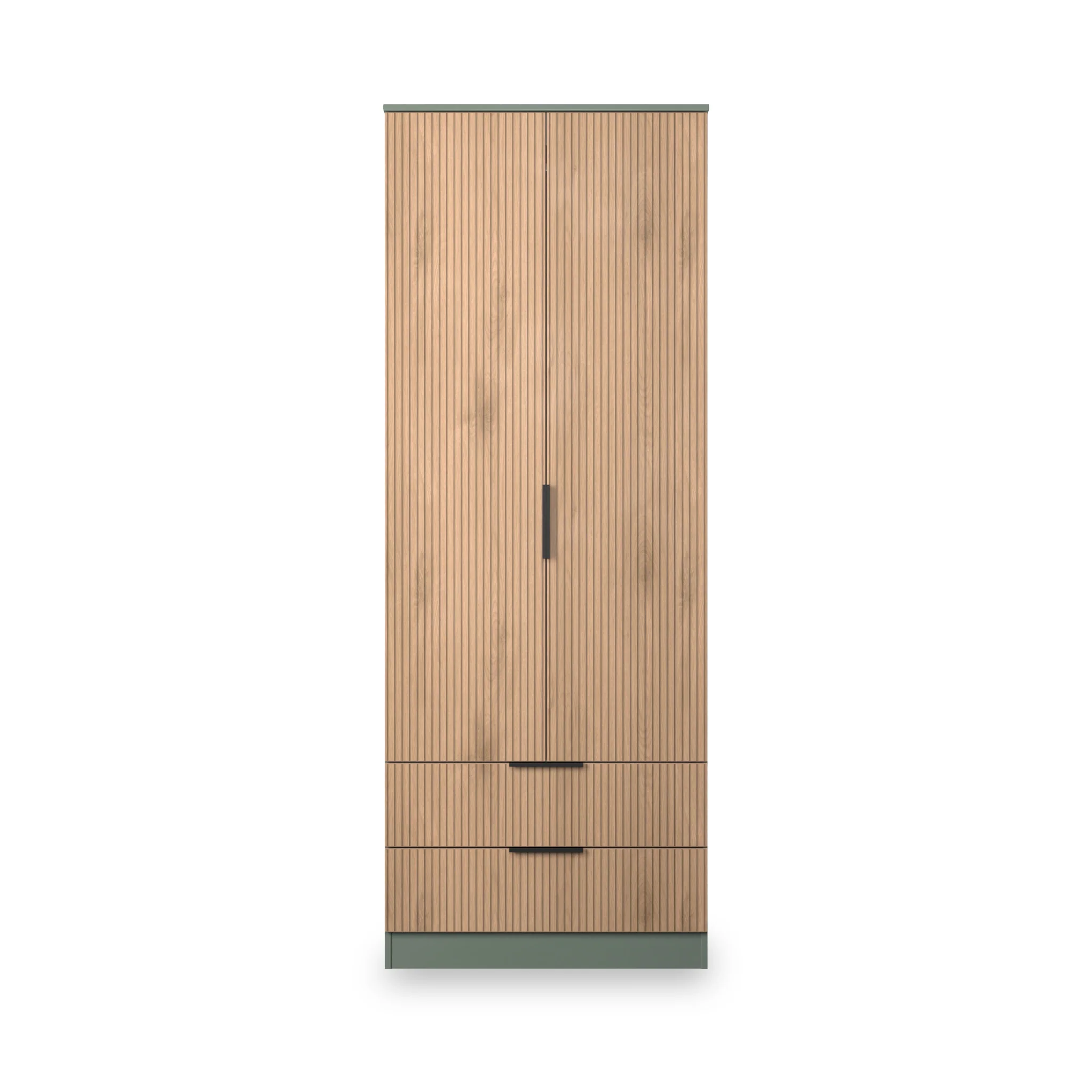 Jago Slatted Effect Tall 2 Door 2 Drawer Wardrobe - Image 9