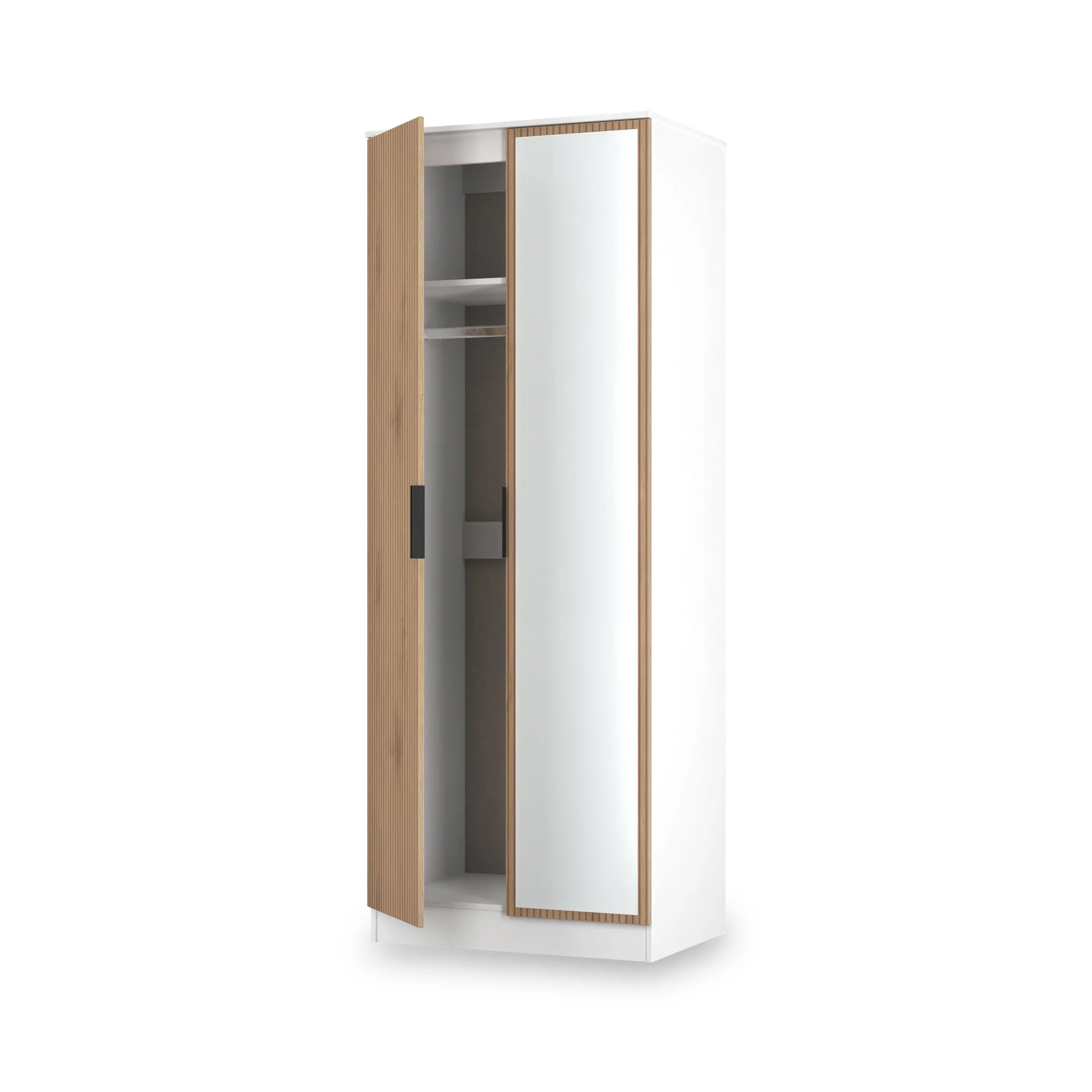 Jago Slatted Effect Tall 2 Door Mirrored Wardrobe - Image 16