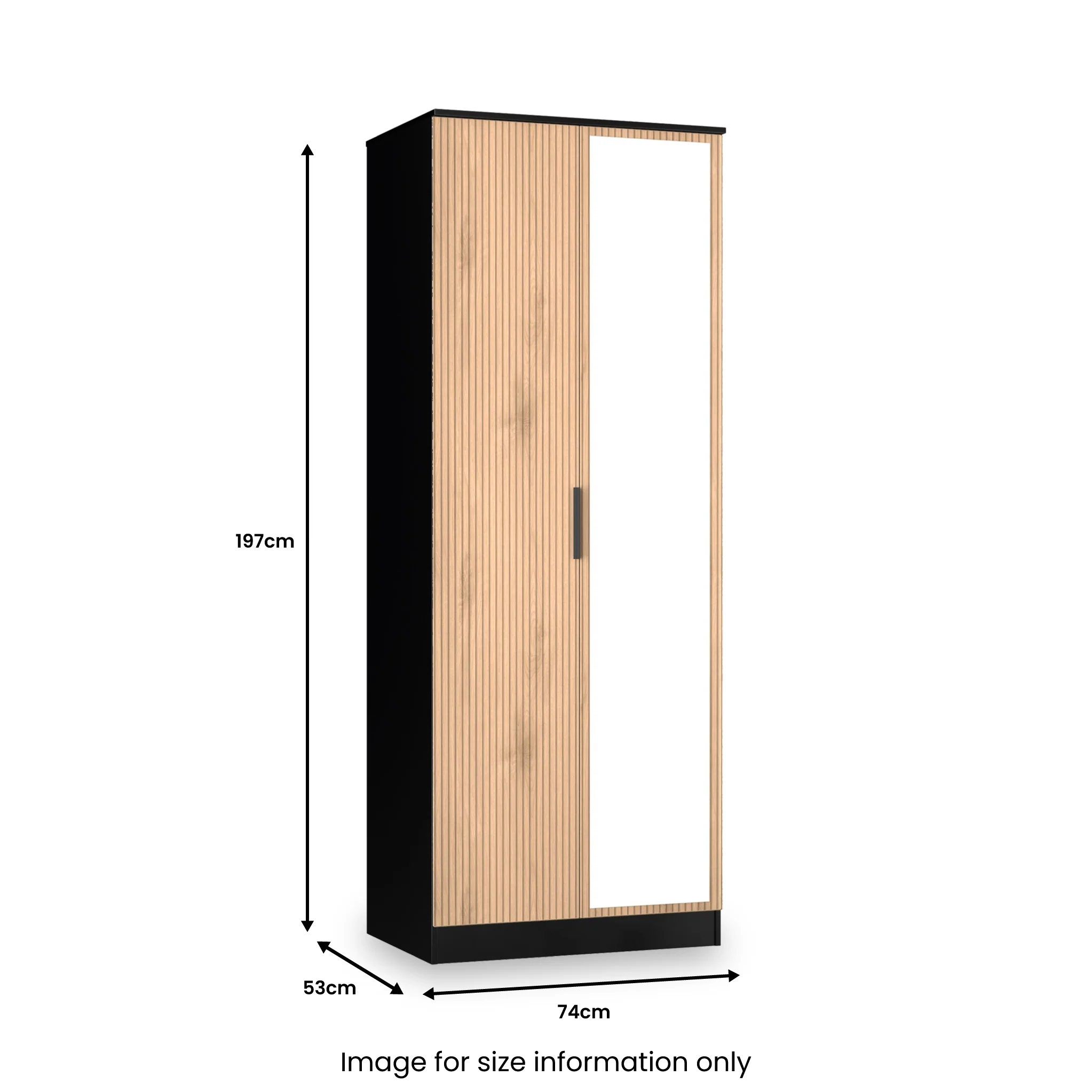 Jago Slatted Effect Tall 2 Door Mirrored Wardrobe - Image 19