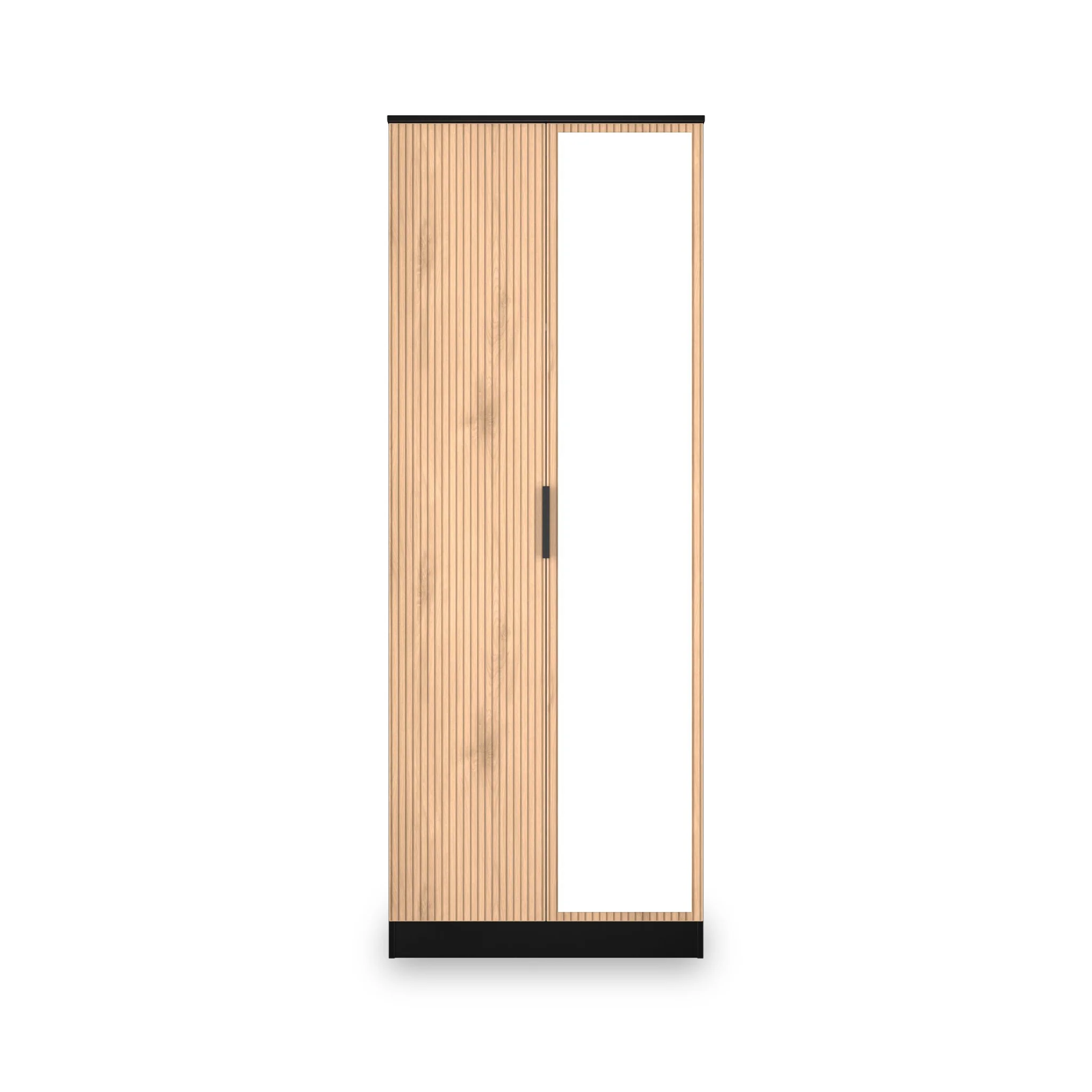 Jago Slatted Effect Tall 2 Door Mirrored Wardrobe - Image 2
