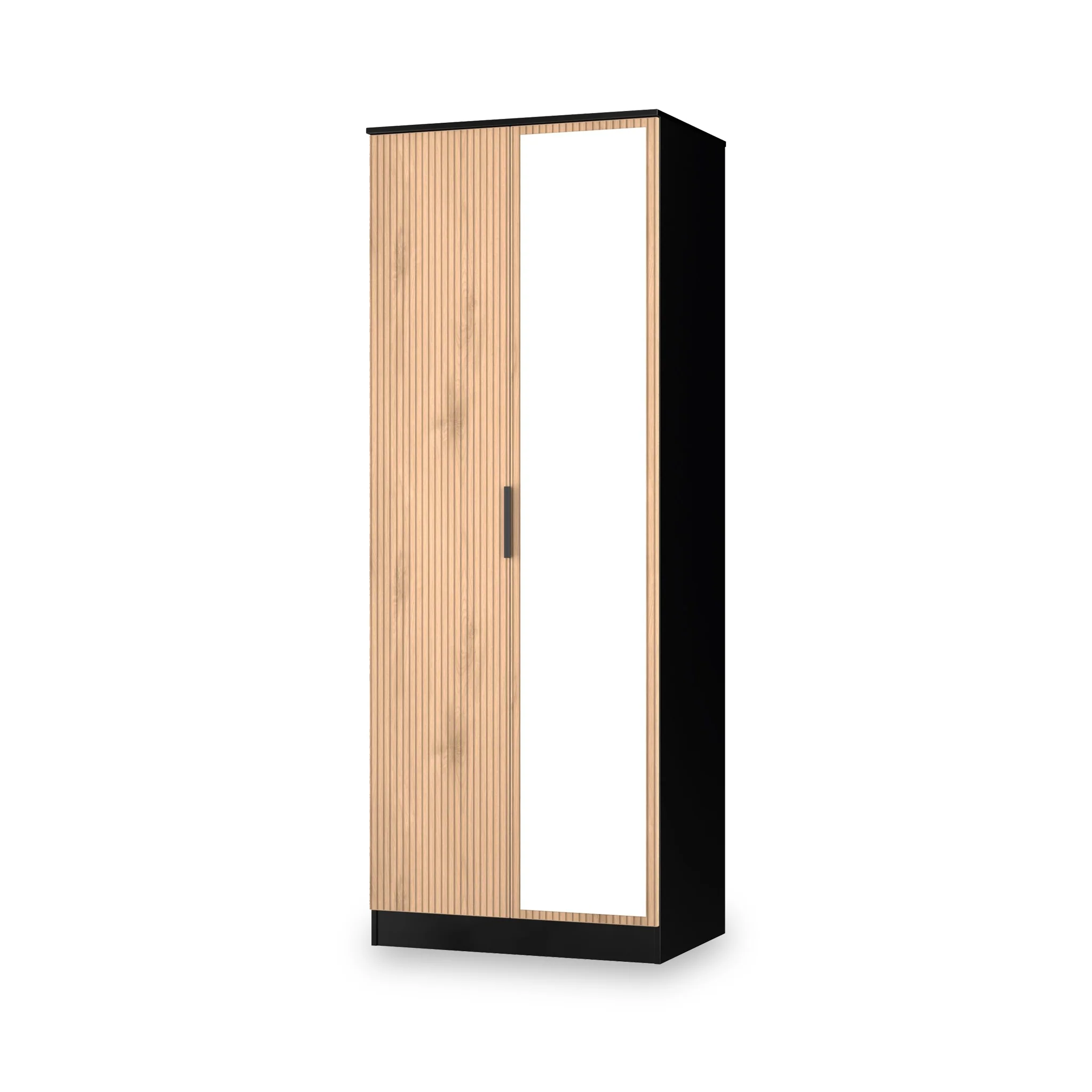 Jago Slatted Effect Tall 2 Door Mirrored Wardrobe - Image 4