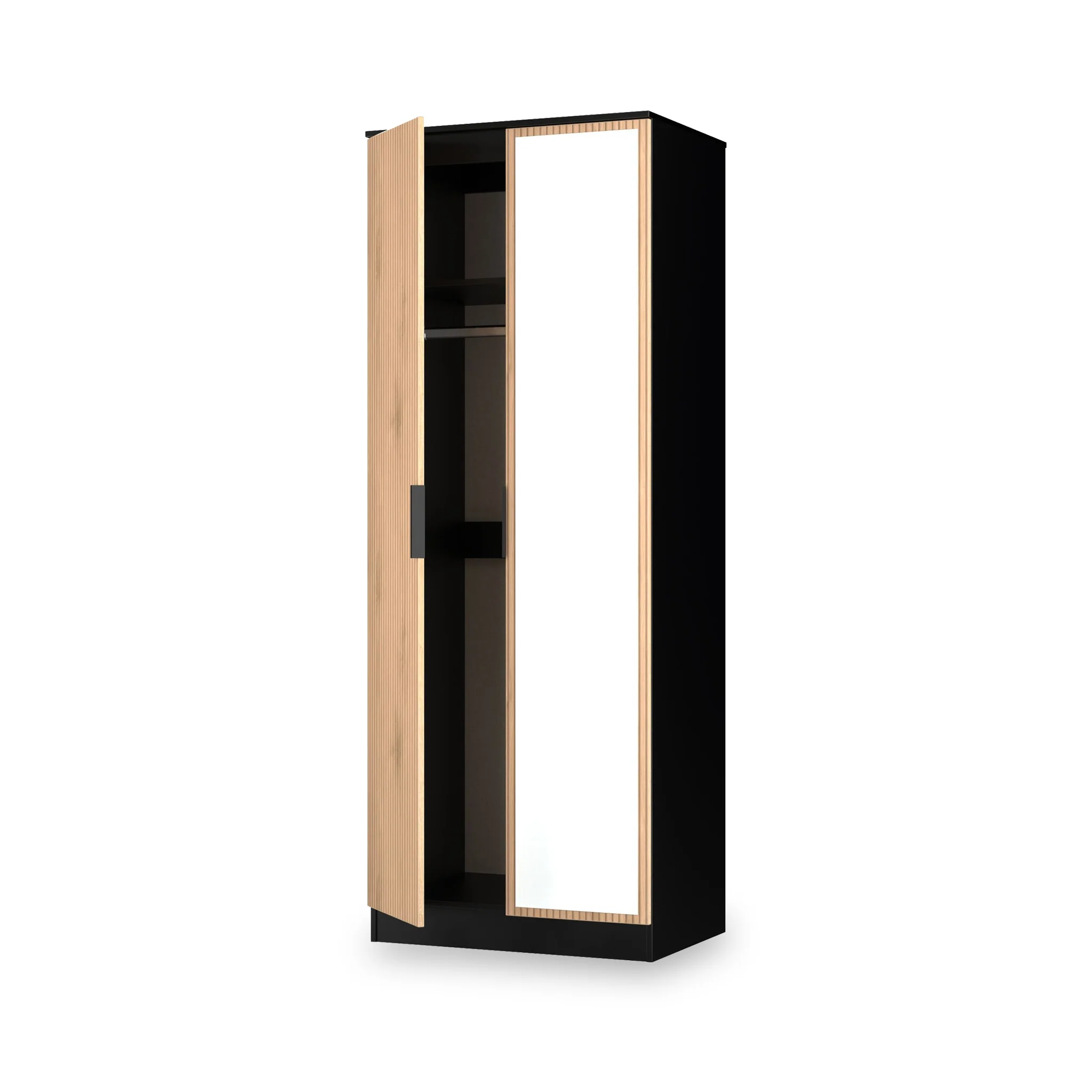 Jago Slatted Effect Tall 2 Door Mirrored Wardrobe - Image 5