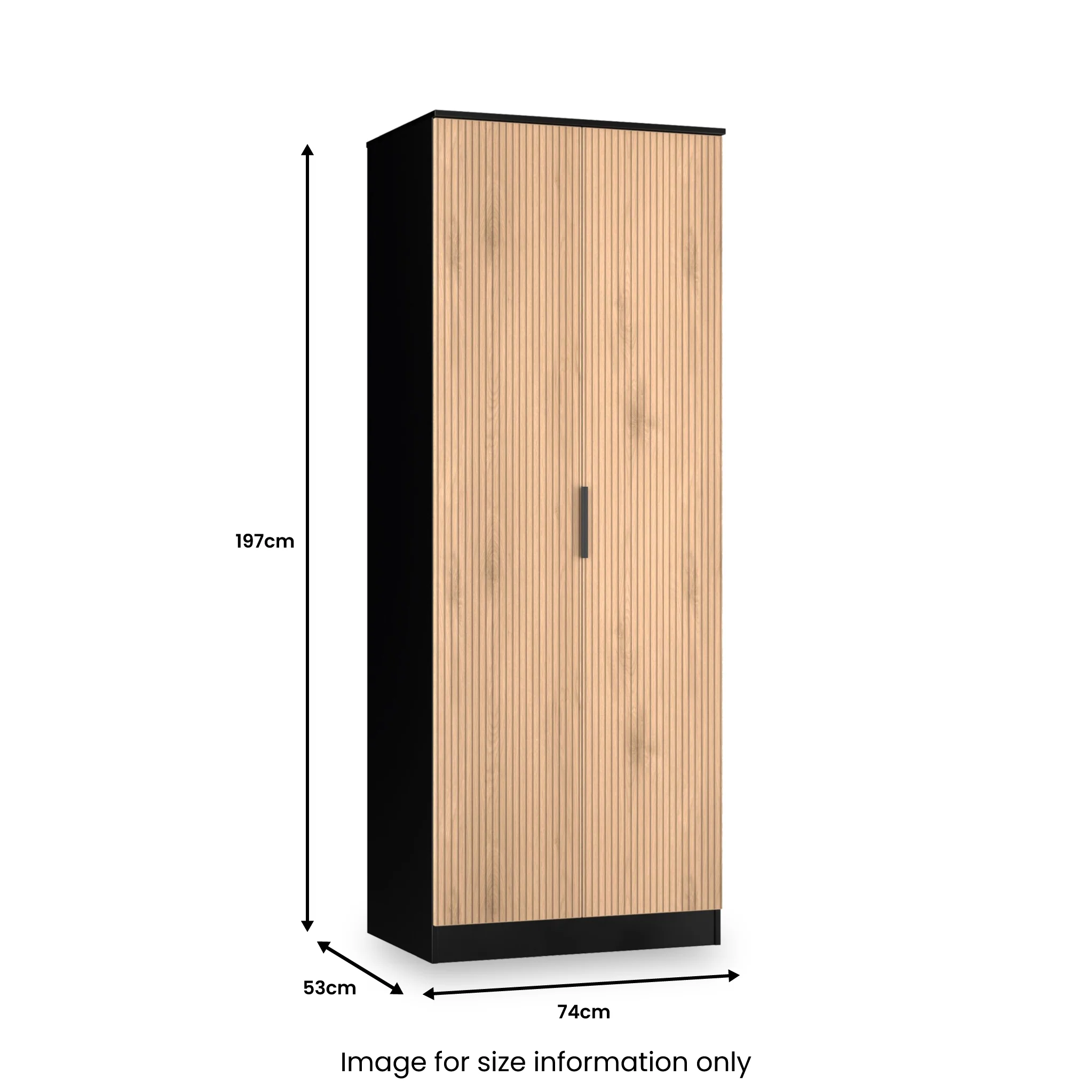 Jago Slatted Effect Tall 2 Door Wardrobe - Image 19