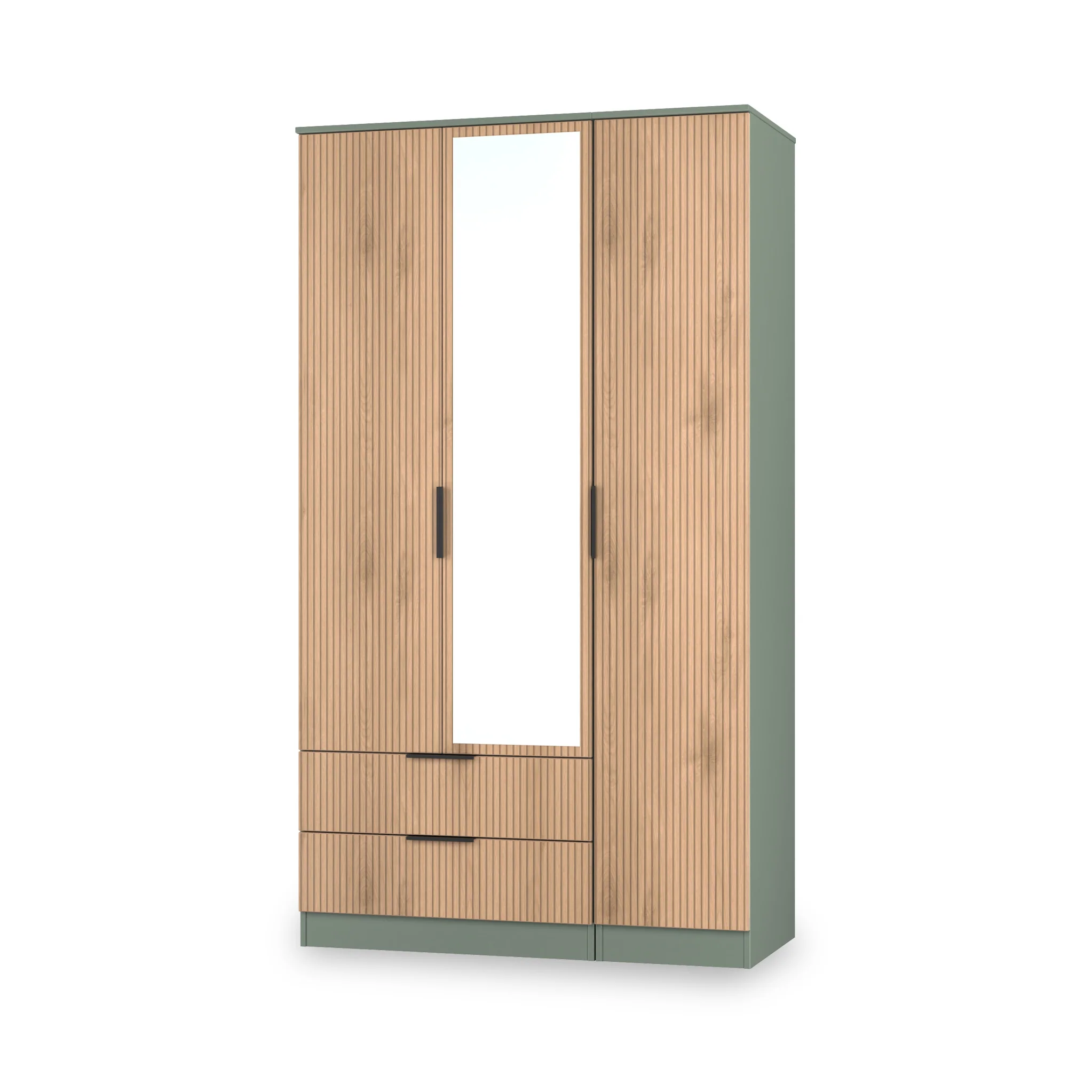 Jago Slatted Effect Tall 3 Door 2 Drawer Mirrored Wardrobe - Image 11