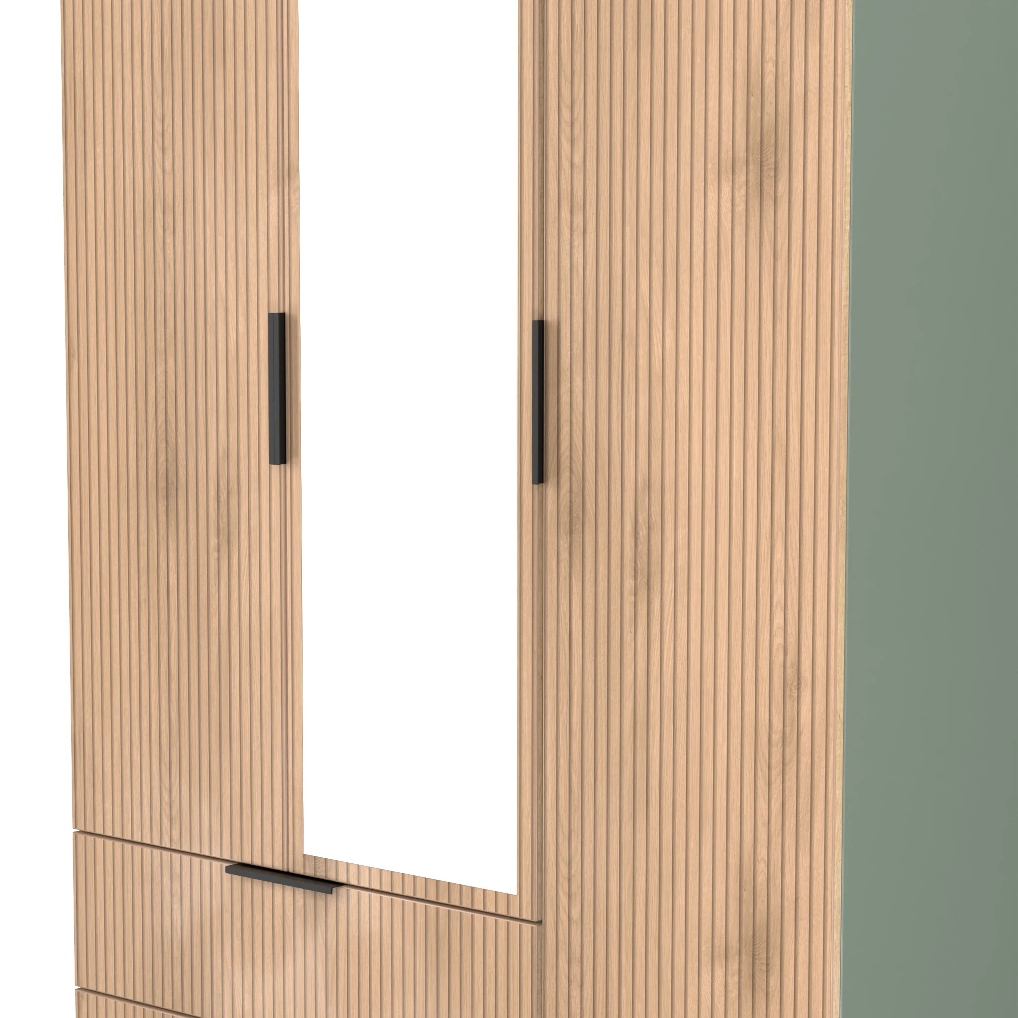Jago Slatted Effect Tall 3 Door 2 Drawer Mirrored Wardrobe - Image 13