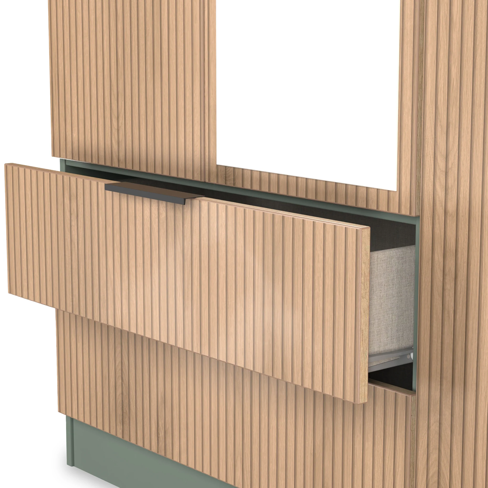 Jago Slatted Effect Tall 3 Door 2 Drawer Mirrored Wardrobe - Image 14
