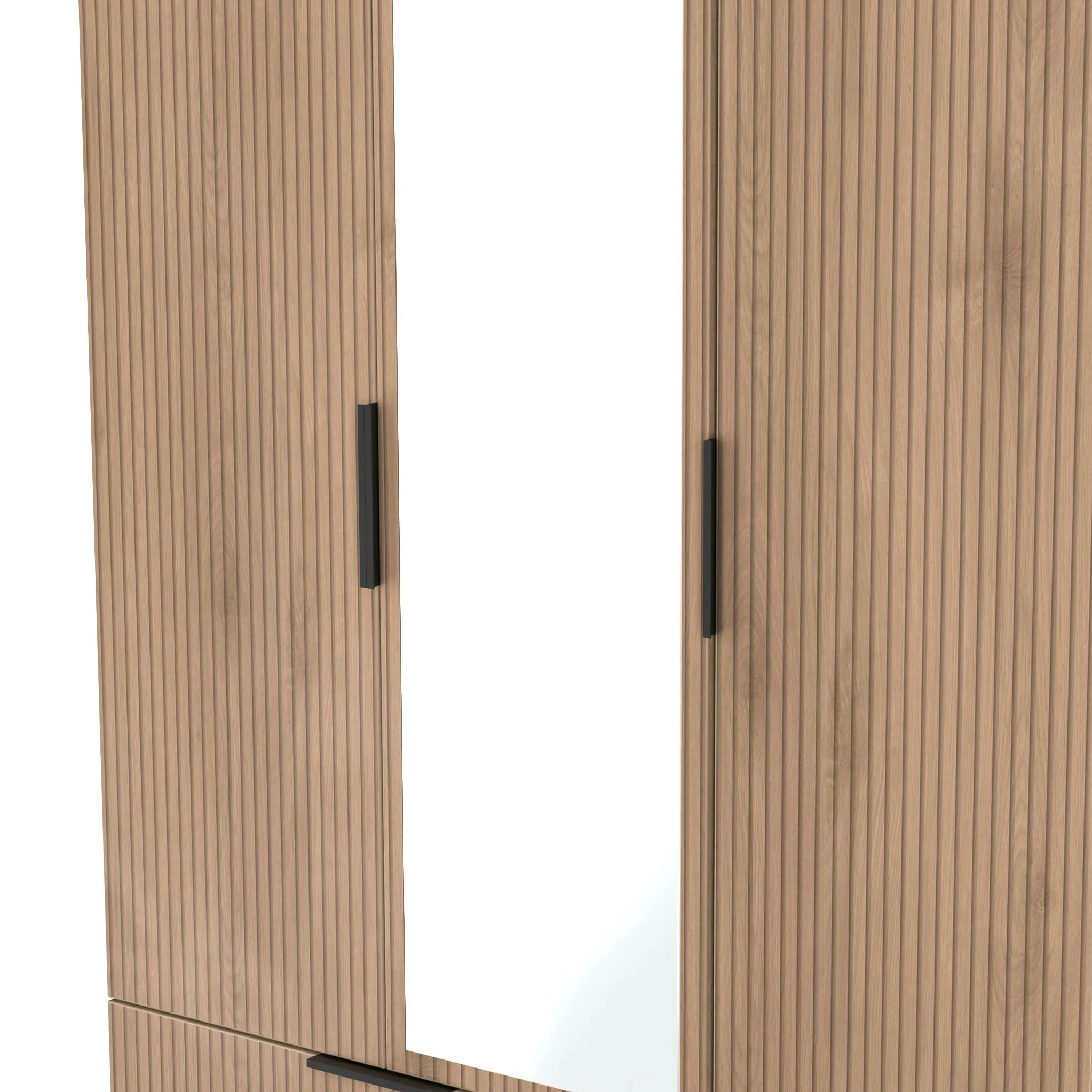 Jago Slatted Effect Tall 3 Door 2 Drawer Mirrored Wardrobe - Image 20