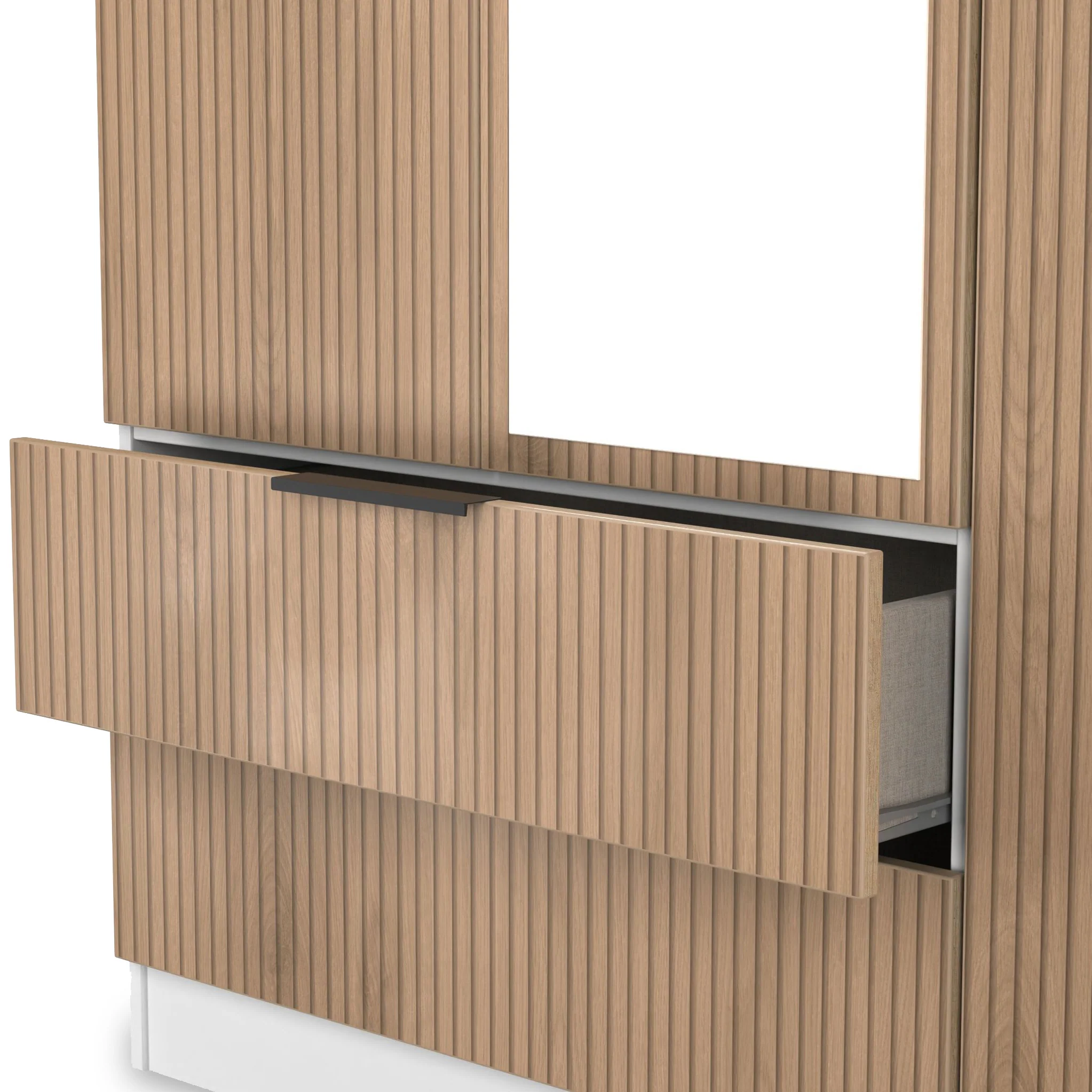 Jago Slatted Effect Tall 3 Door 2 Drawer Mirrored Wardrobe - Image 21