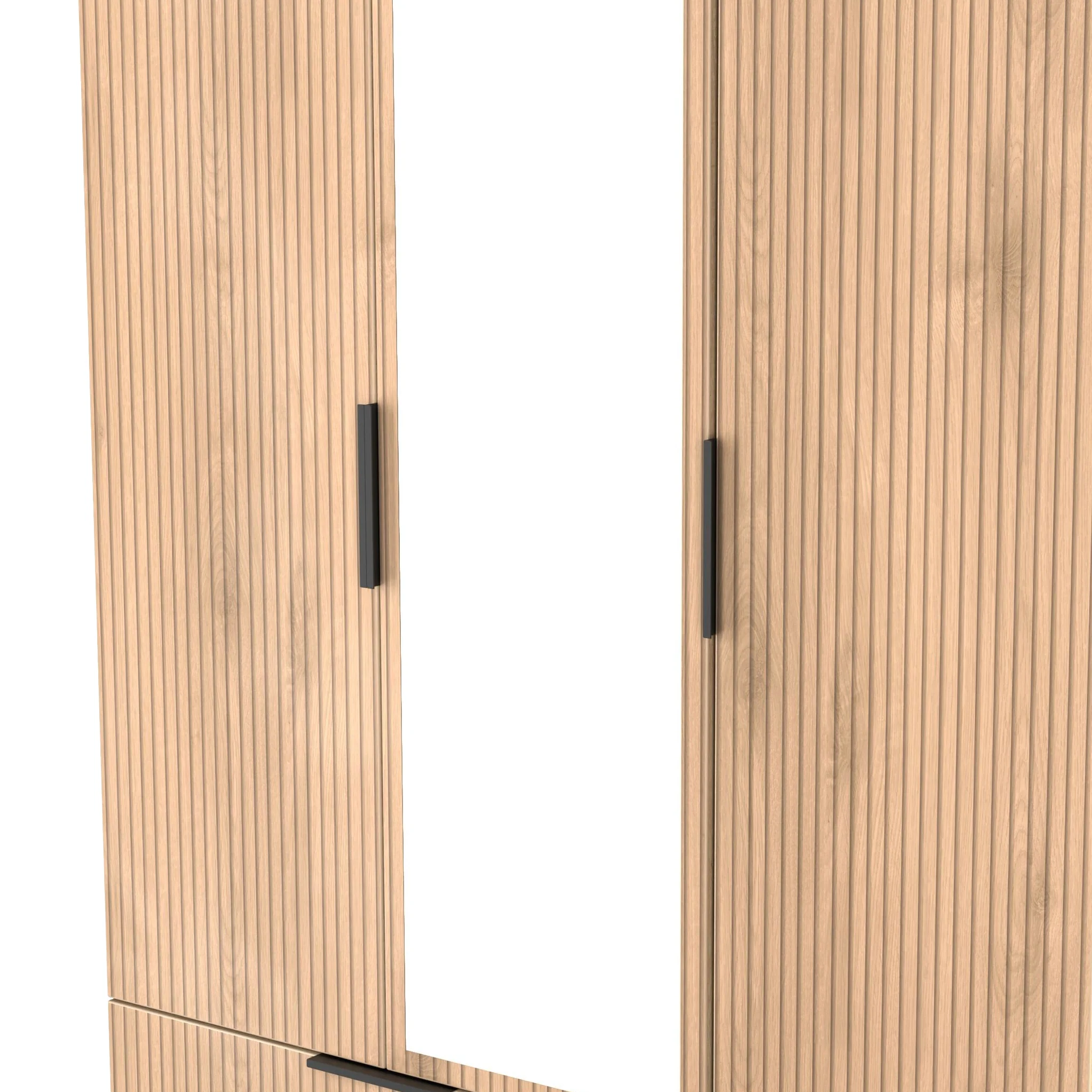 Jago Slatted Effect Tall 3 Door 2 Drawer Mirrored Wardrobe - Image 7