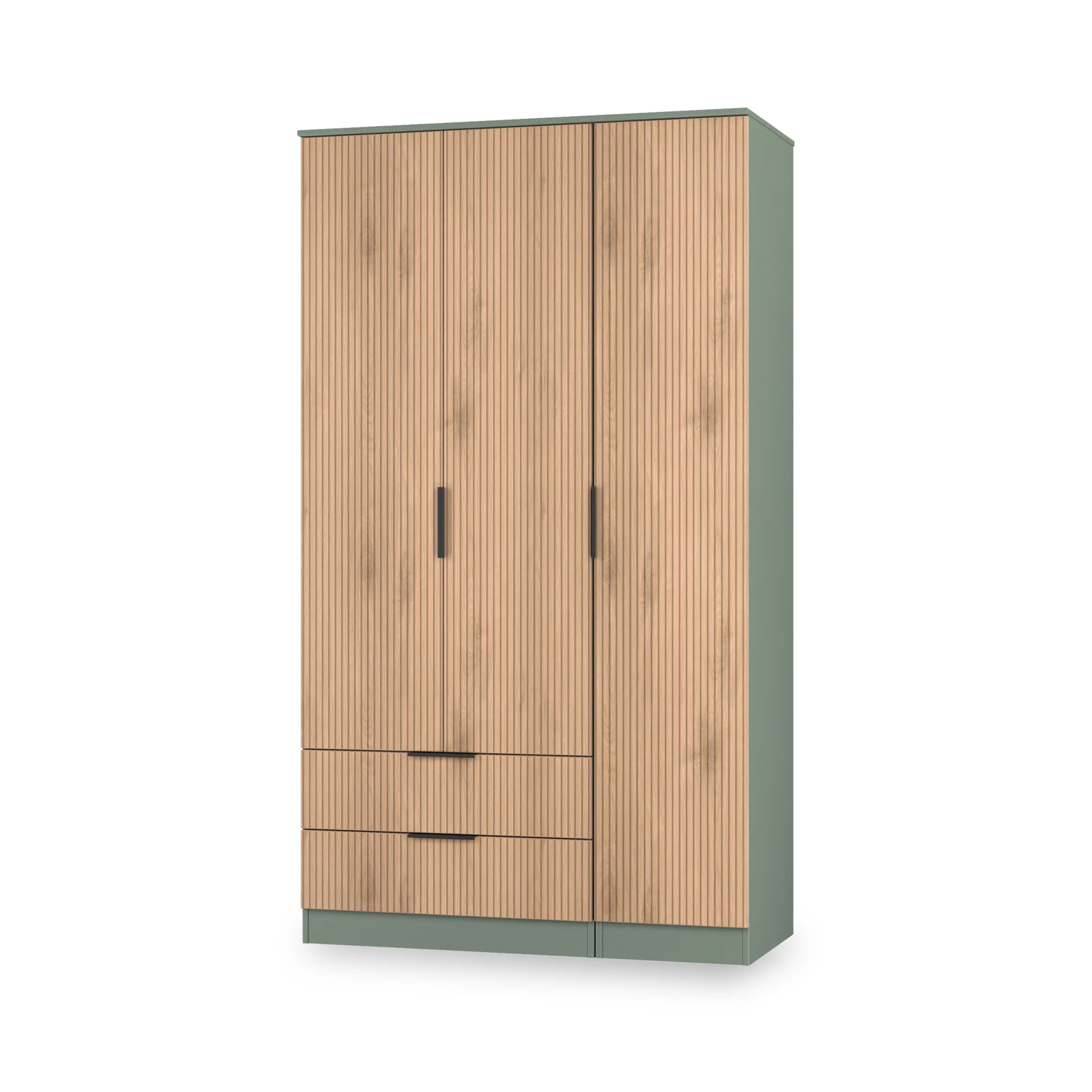 Jago Slatted Effect Tall 3 Door 2 Drawer Wardrobe - Image 10