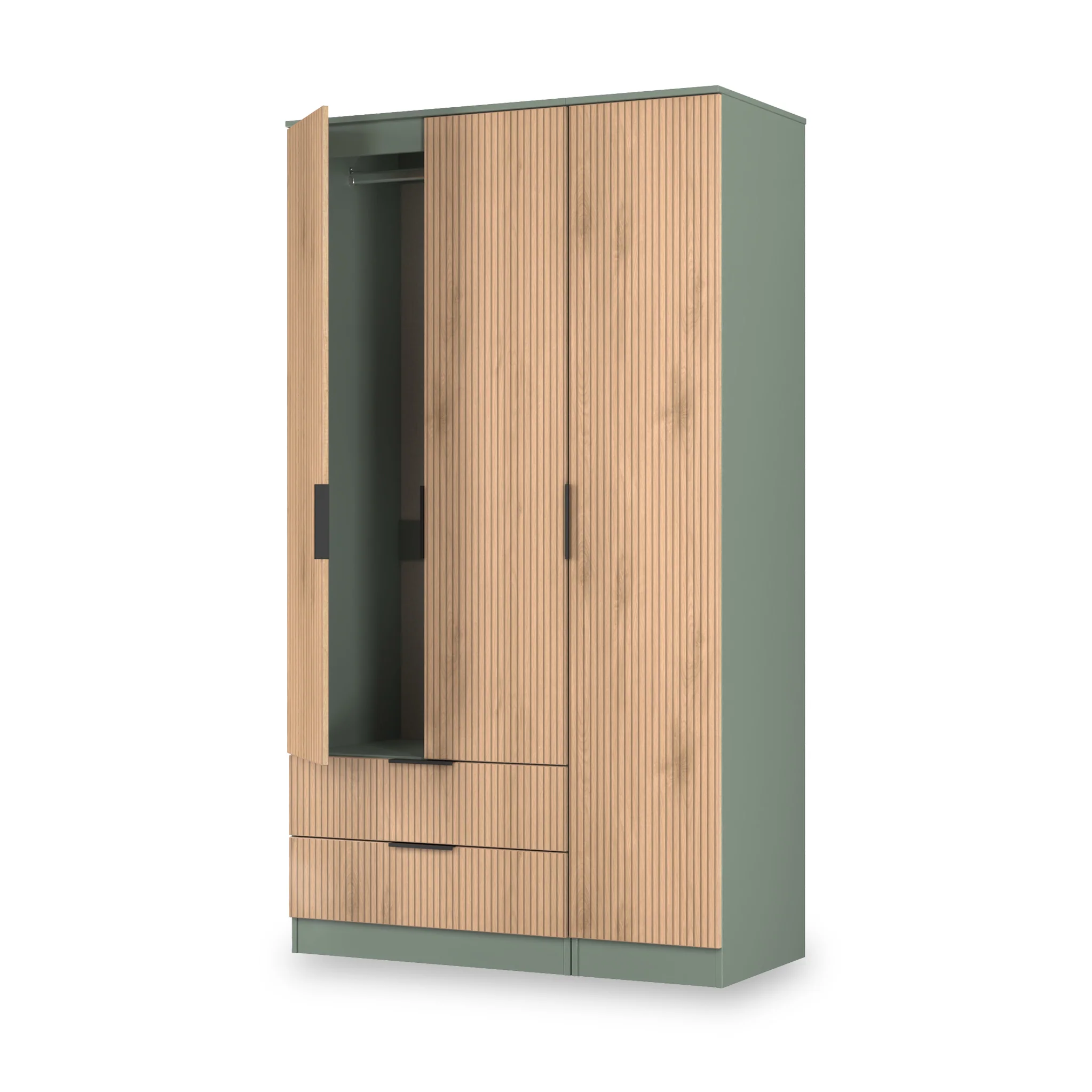 Jago Slatted Effect Tall 3 Door 2 Drawer Wardrobe - Image 11