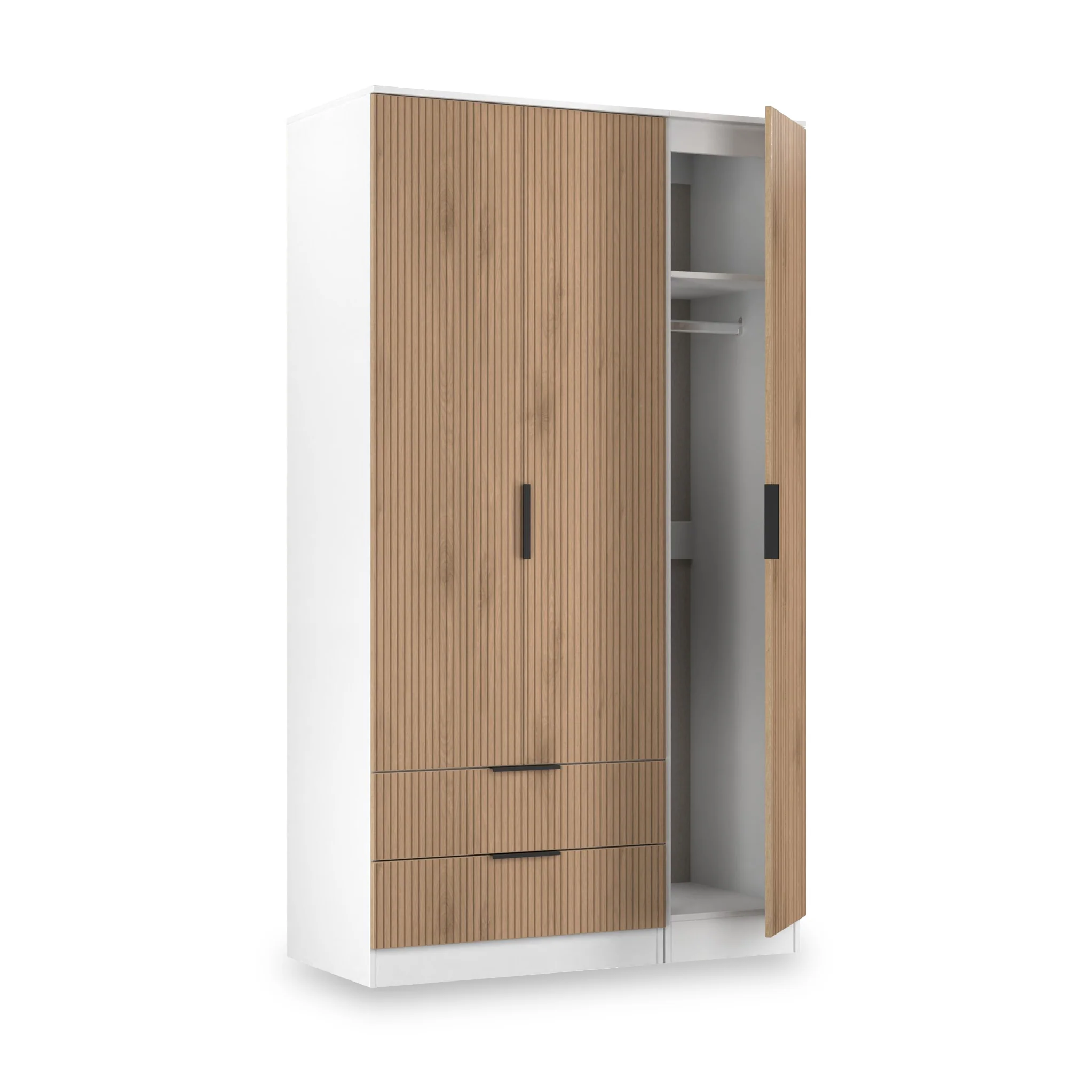 Jago Slatted Effect Tall 3 Door 2 Drawer Wardrobe - Image 14