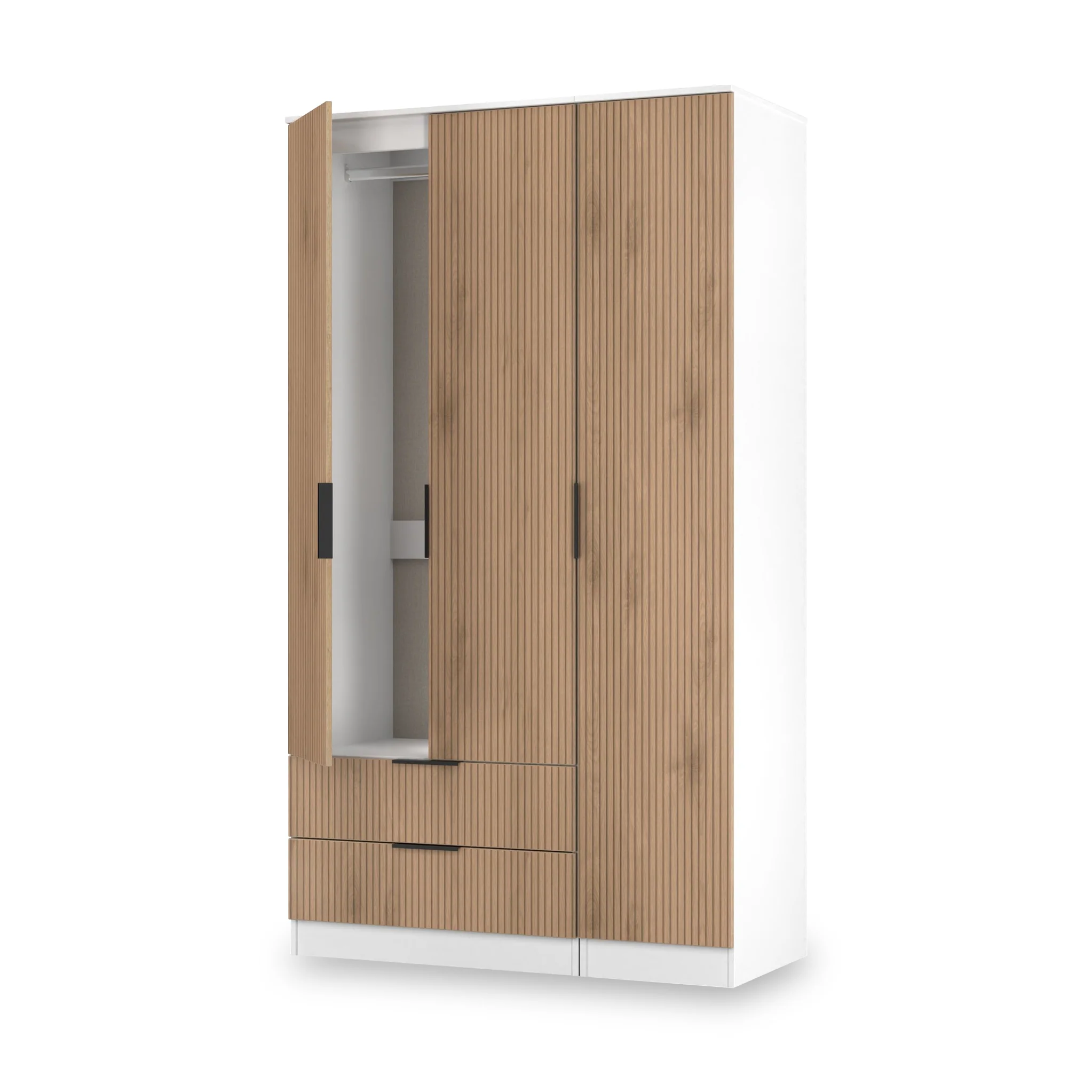 Jago Slatted Effect Tall 3 Door 2 Drawer Wardrobe - Image 18