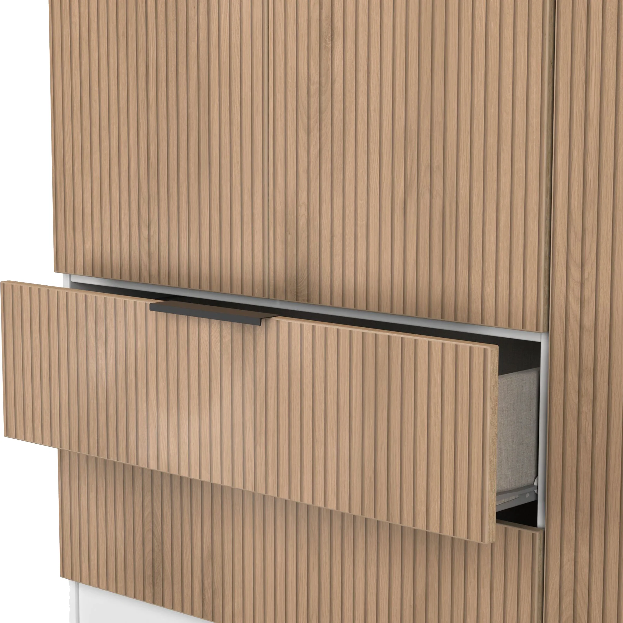 Jago Slatted Effect Tall 3 Door 2 Drawer Wardrobe - Image 19