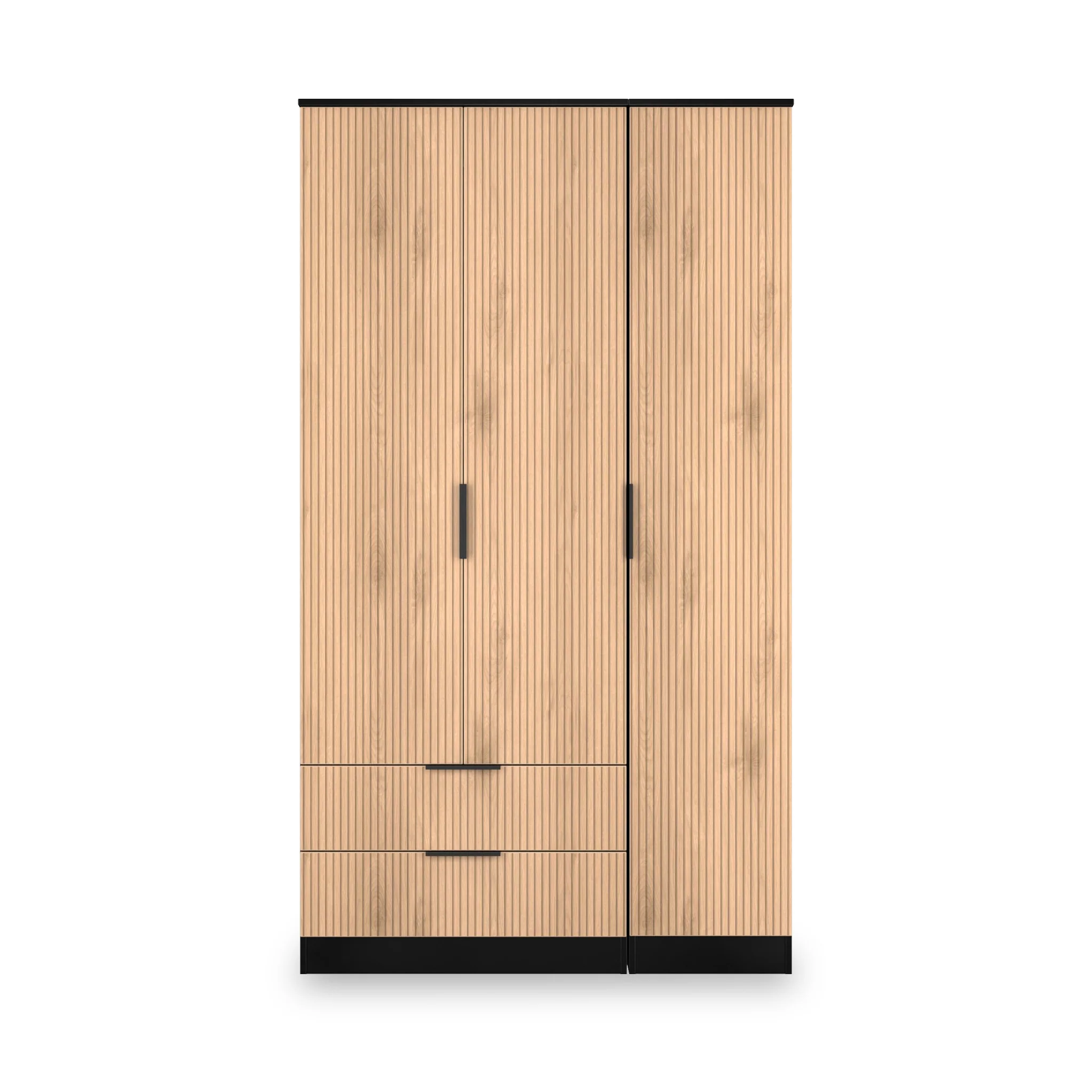 Jago Slatted Effect Tall 3 Door 2 Drawer Wardrobe - Image 2