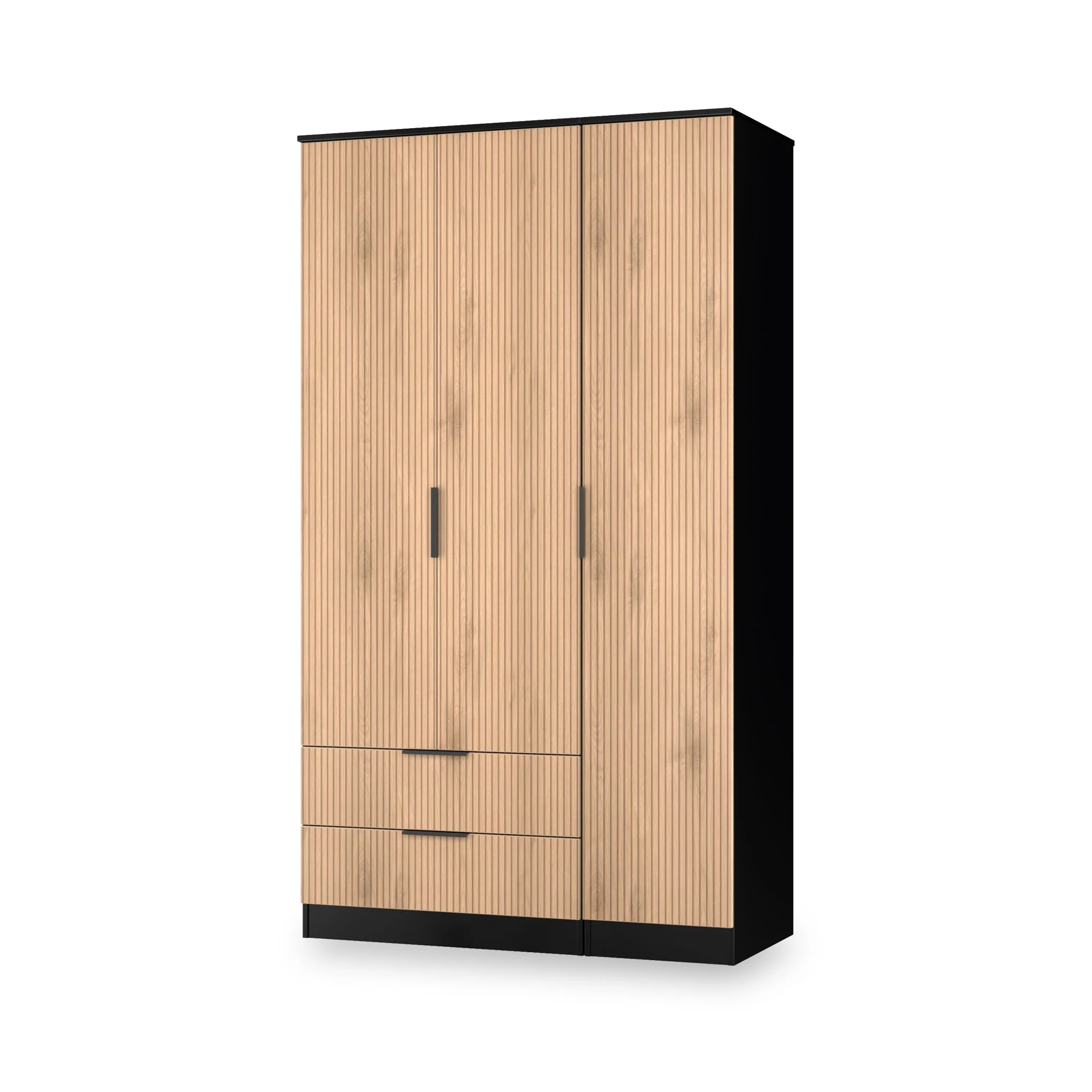 Jago Slatted Effect Tall 3 Door 2 Drawer Wardrobe - Image 4