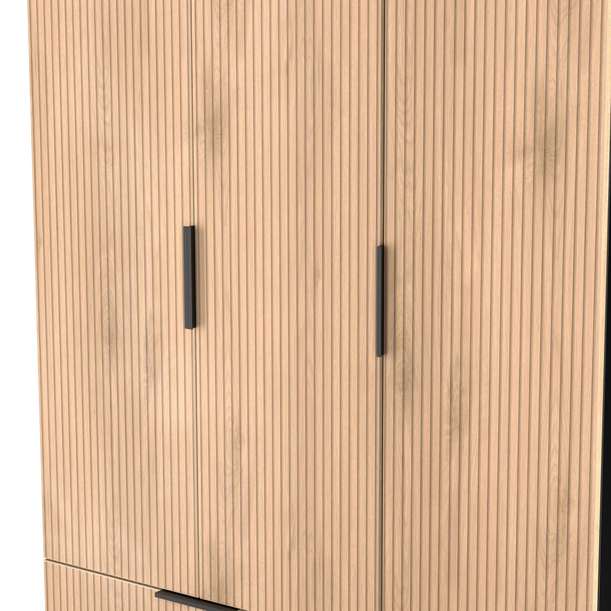 Jago Slatted Effect Tall 3 Door 2 Drawer Wardrobe - Image 6