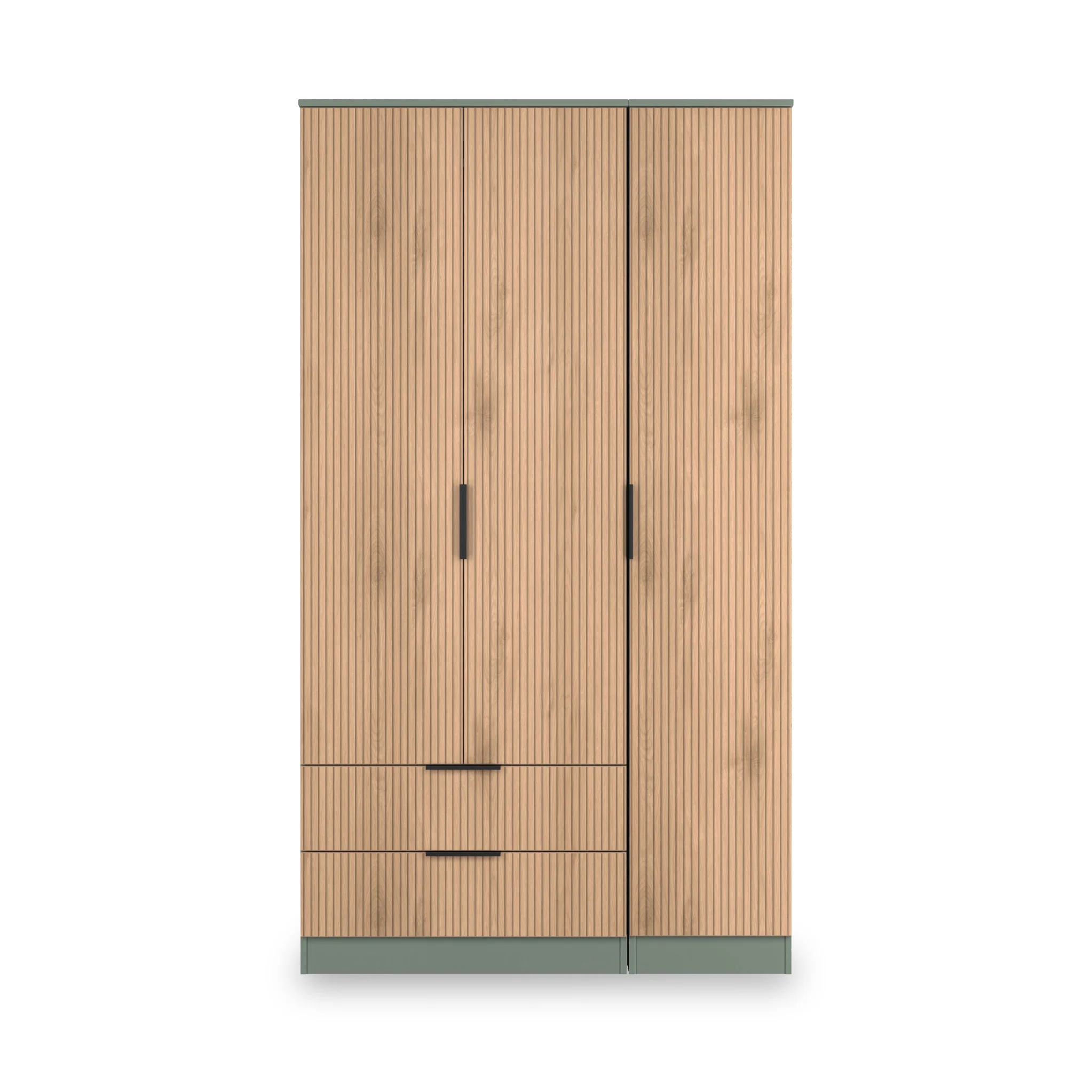 Jago Slatted Effect Tall 3 Door 2 Drawer Wardrobe - Image 8