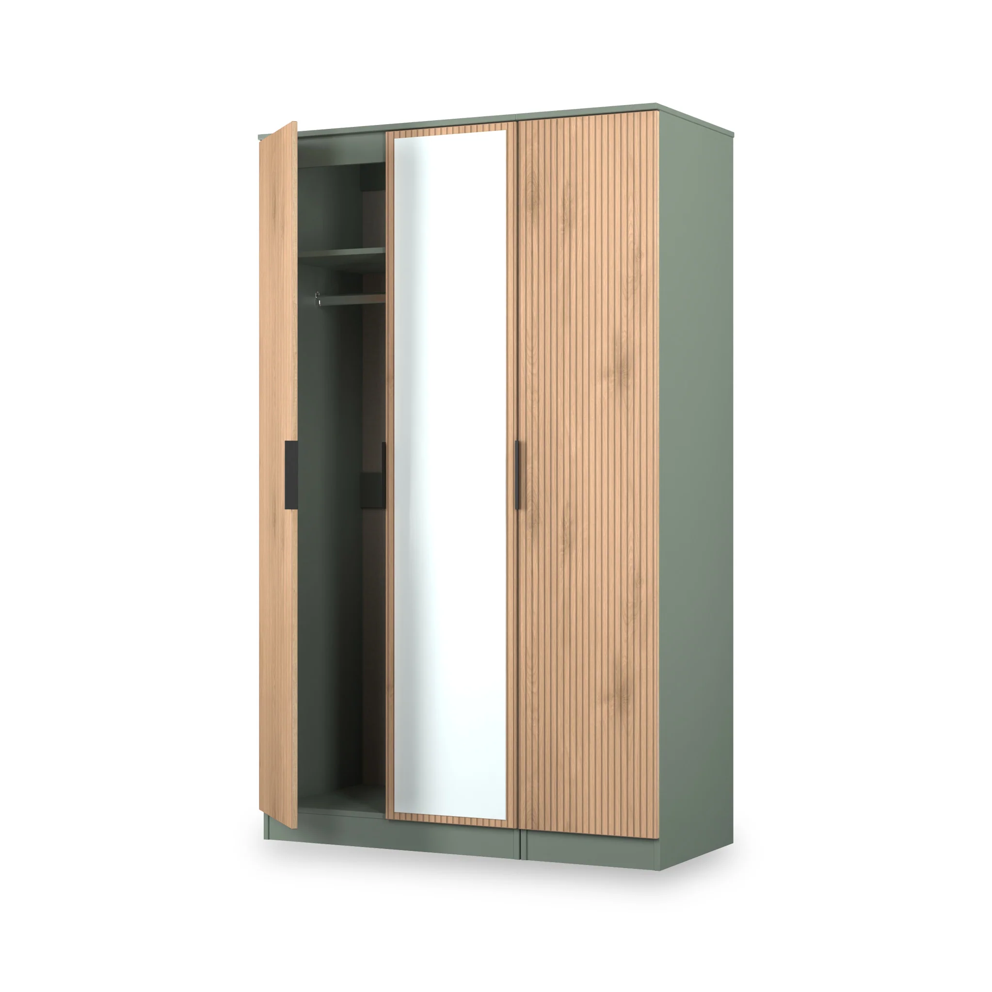 Jago Slatted Effect Tall 3 Door Mirrored Wardrobe - Image 10
