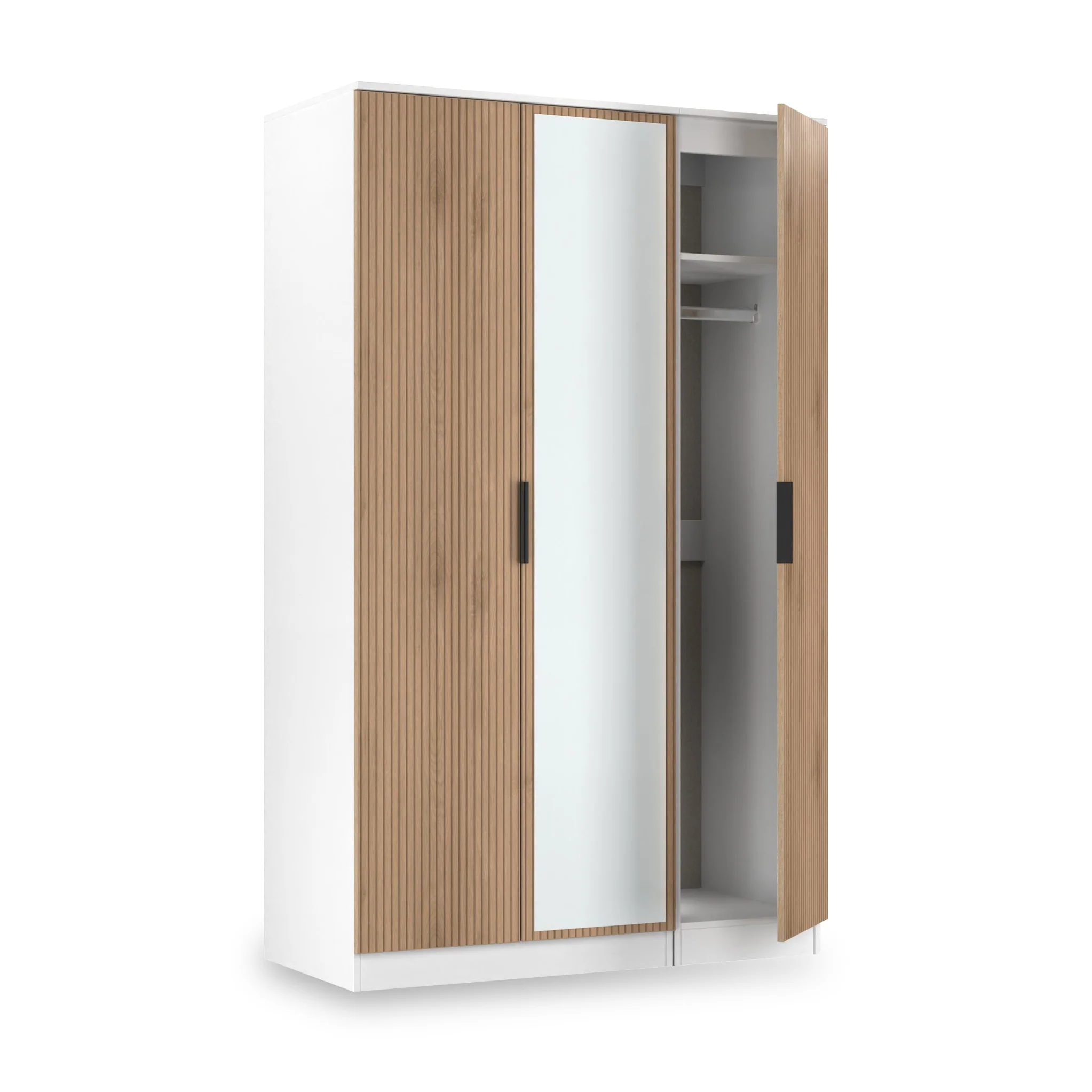 Jago Slatted Effect Tall 3 Door Mirrored Wardrobe - Image 13