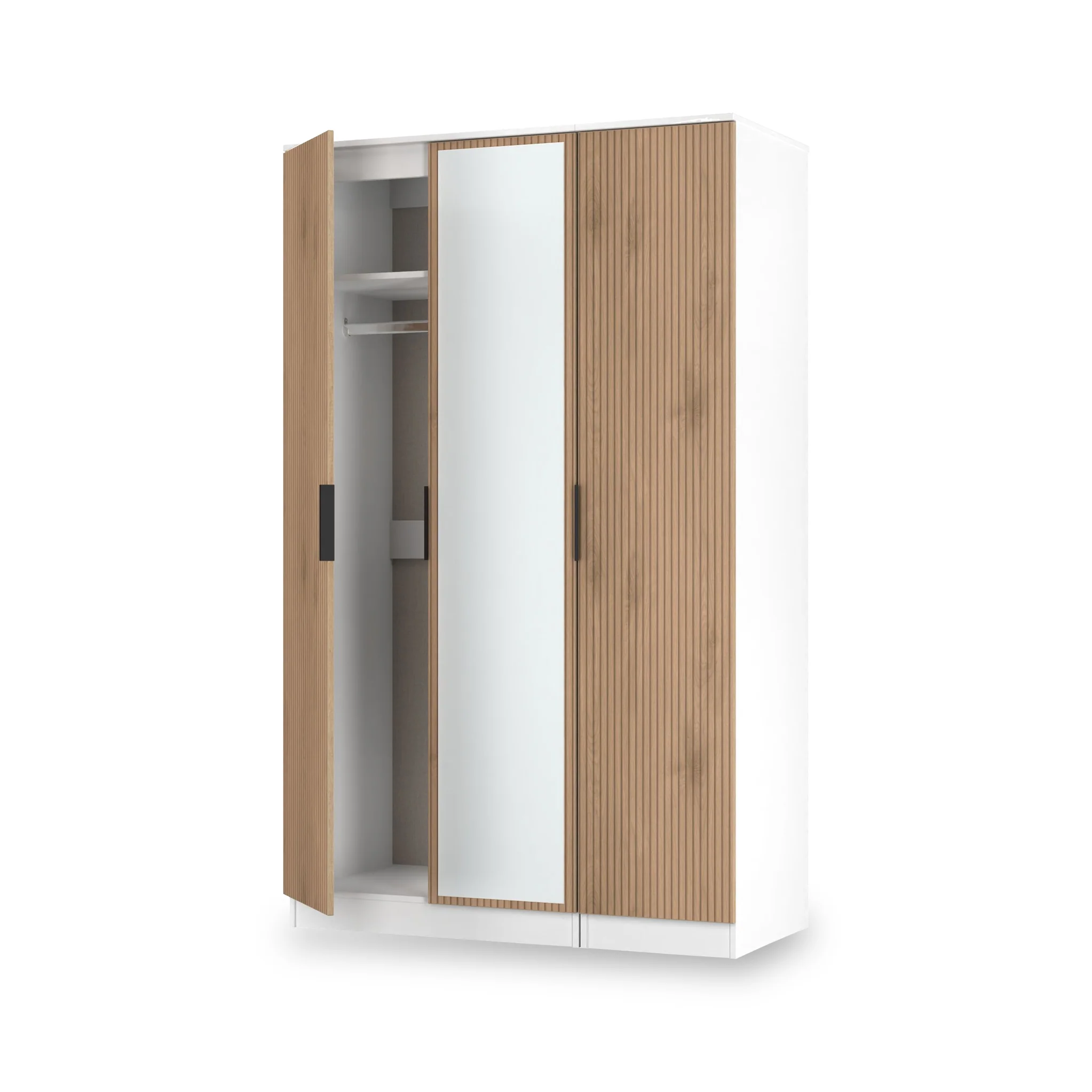 Jago Slatted Effect Tall 3 Door Mirrored Wardrobe - Image 17