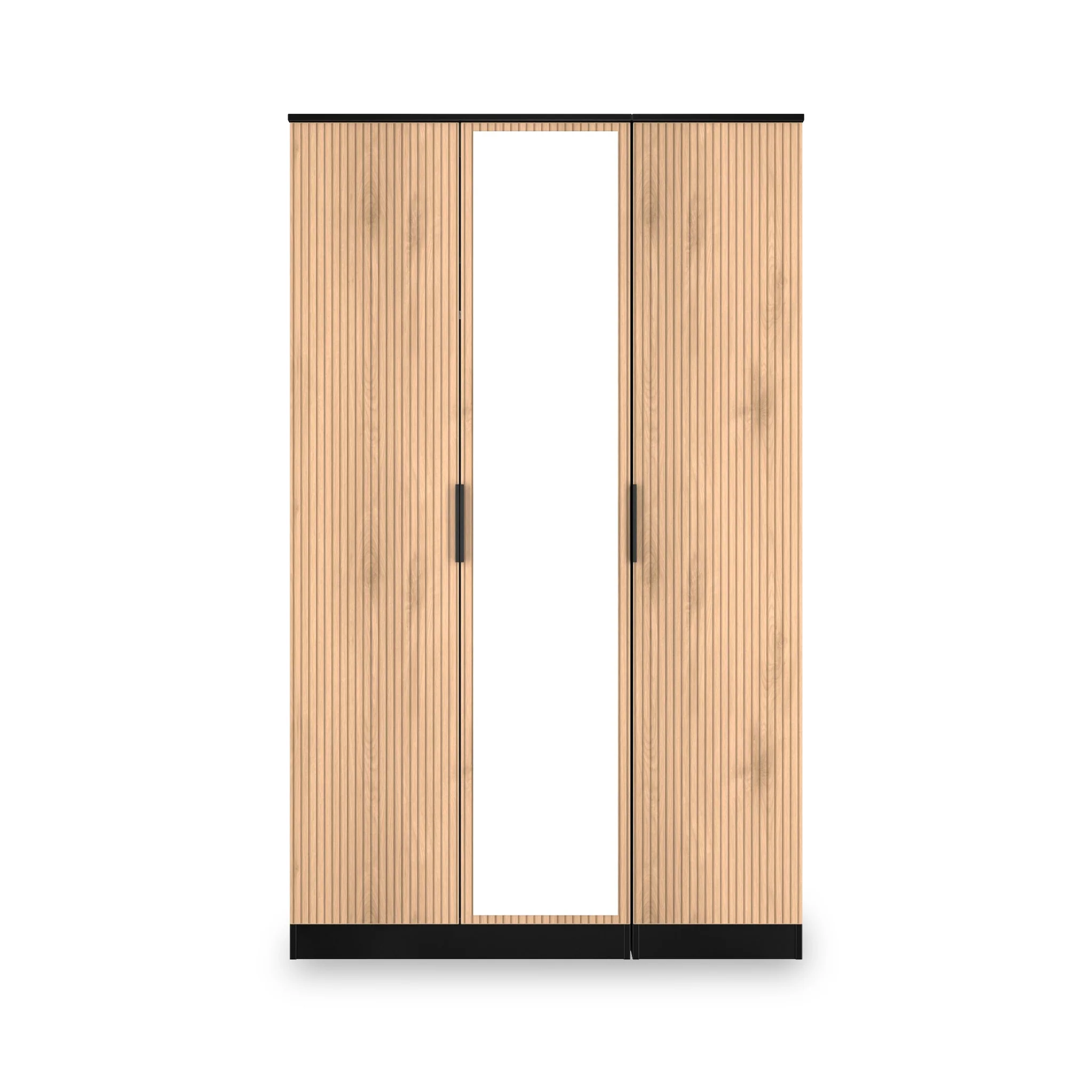 Jago Slatted Effect Tall 3 Door Mirrored Wardrobe - Image 2
