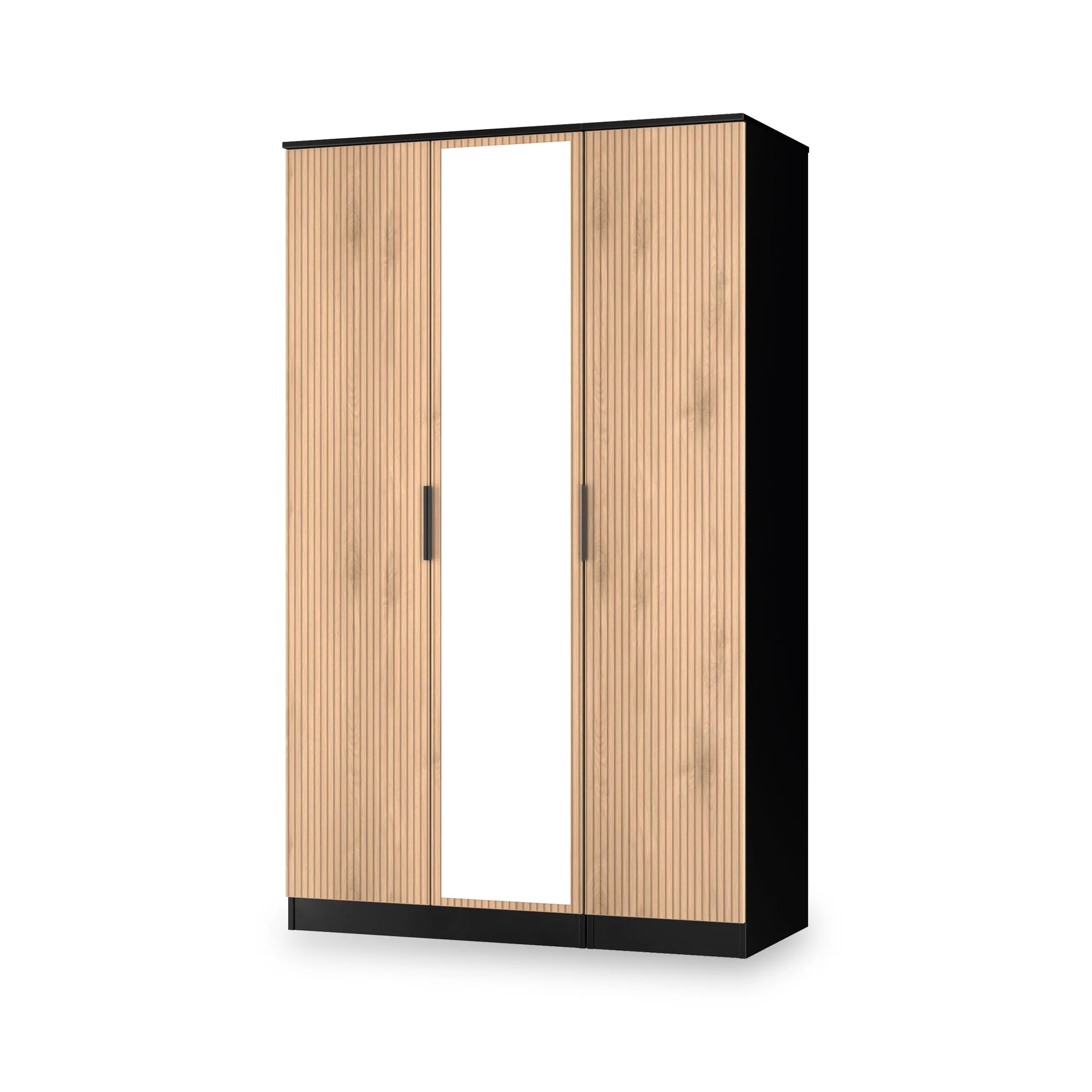 Jago Slatted Effect Tall 3 Door Mirrored Wardrobe - Image 4